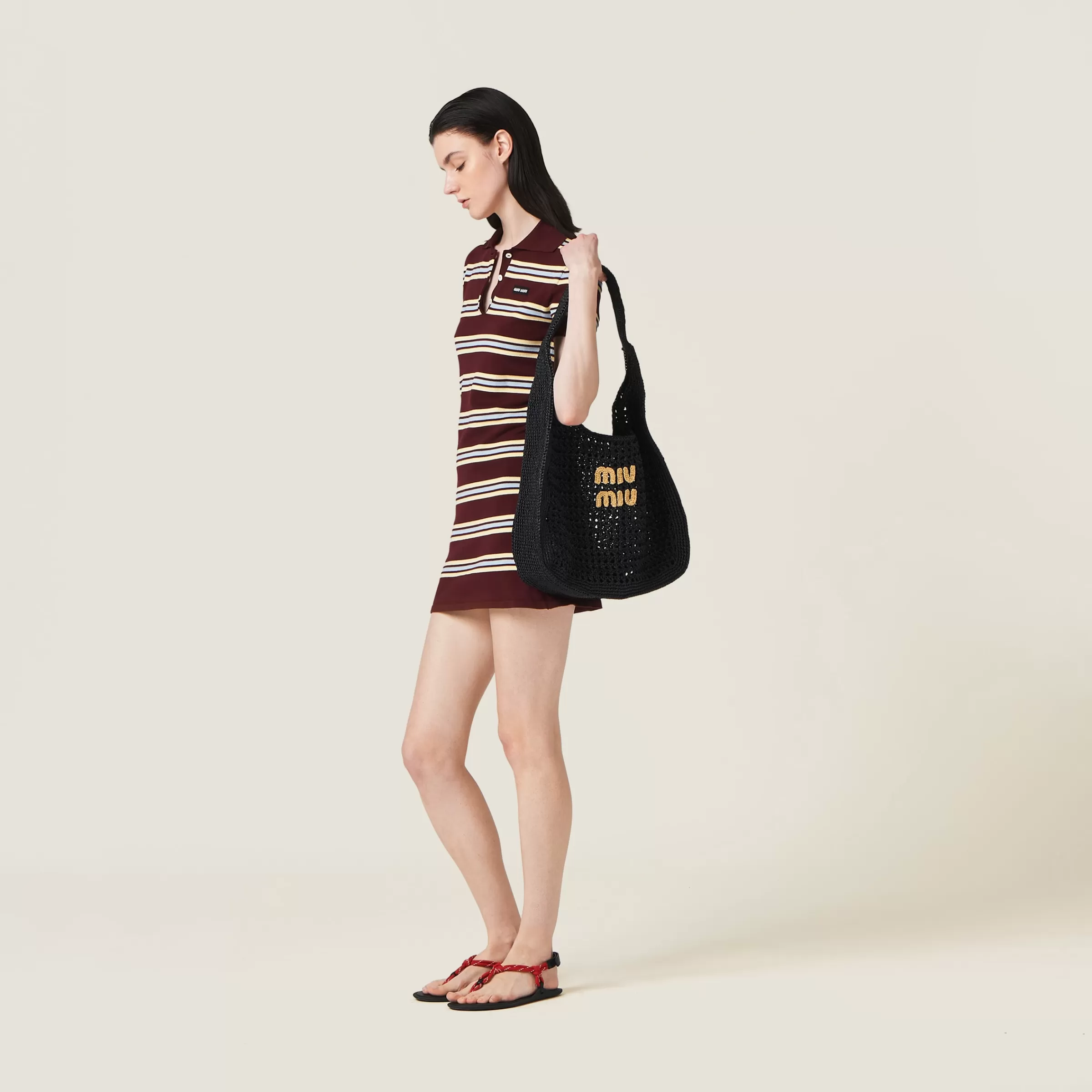 Miu Miu Woven Fabric Hobo Bag |
