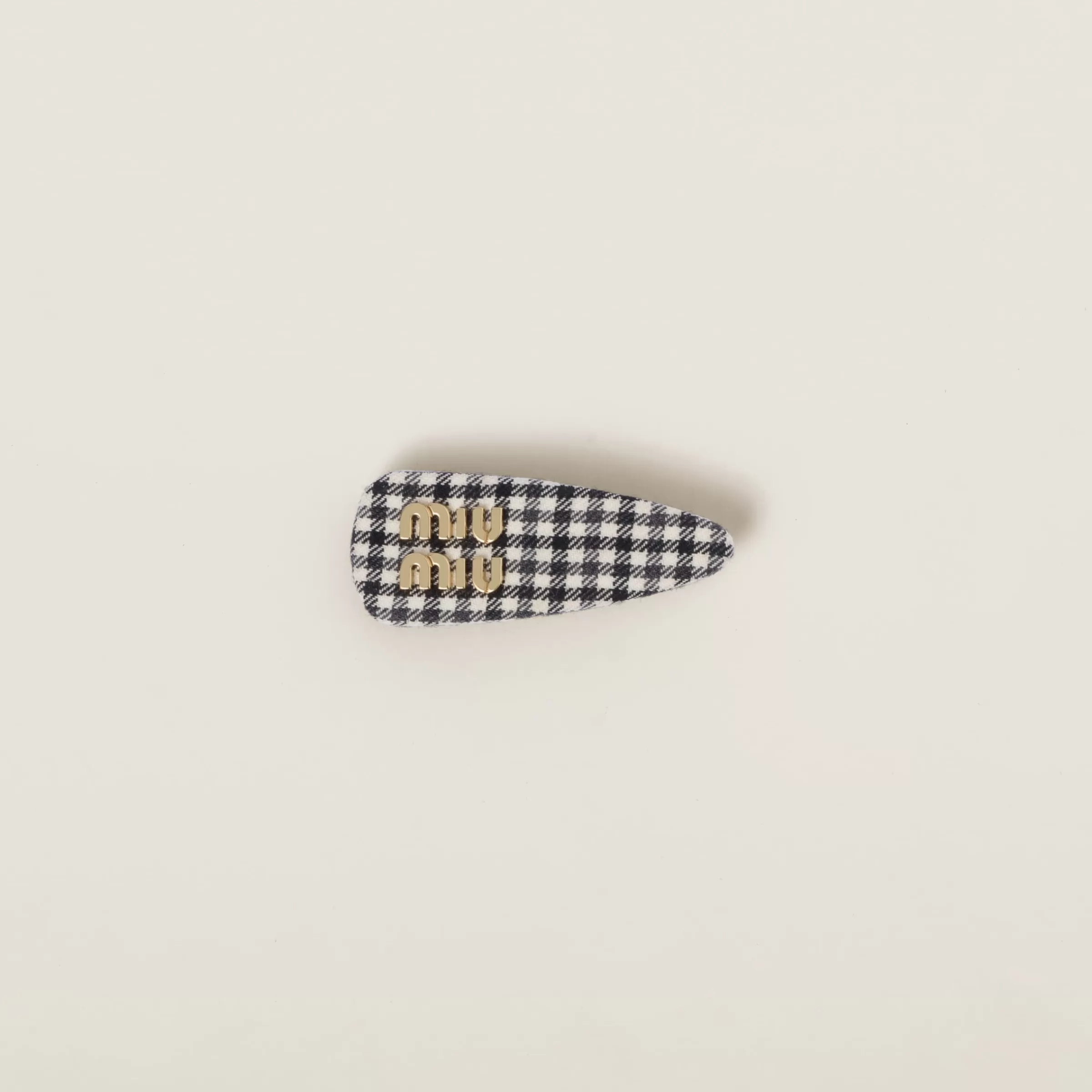 Miu Miu Gingham Check Wool Hair Clip |