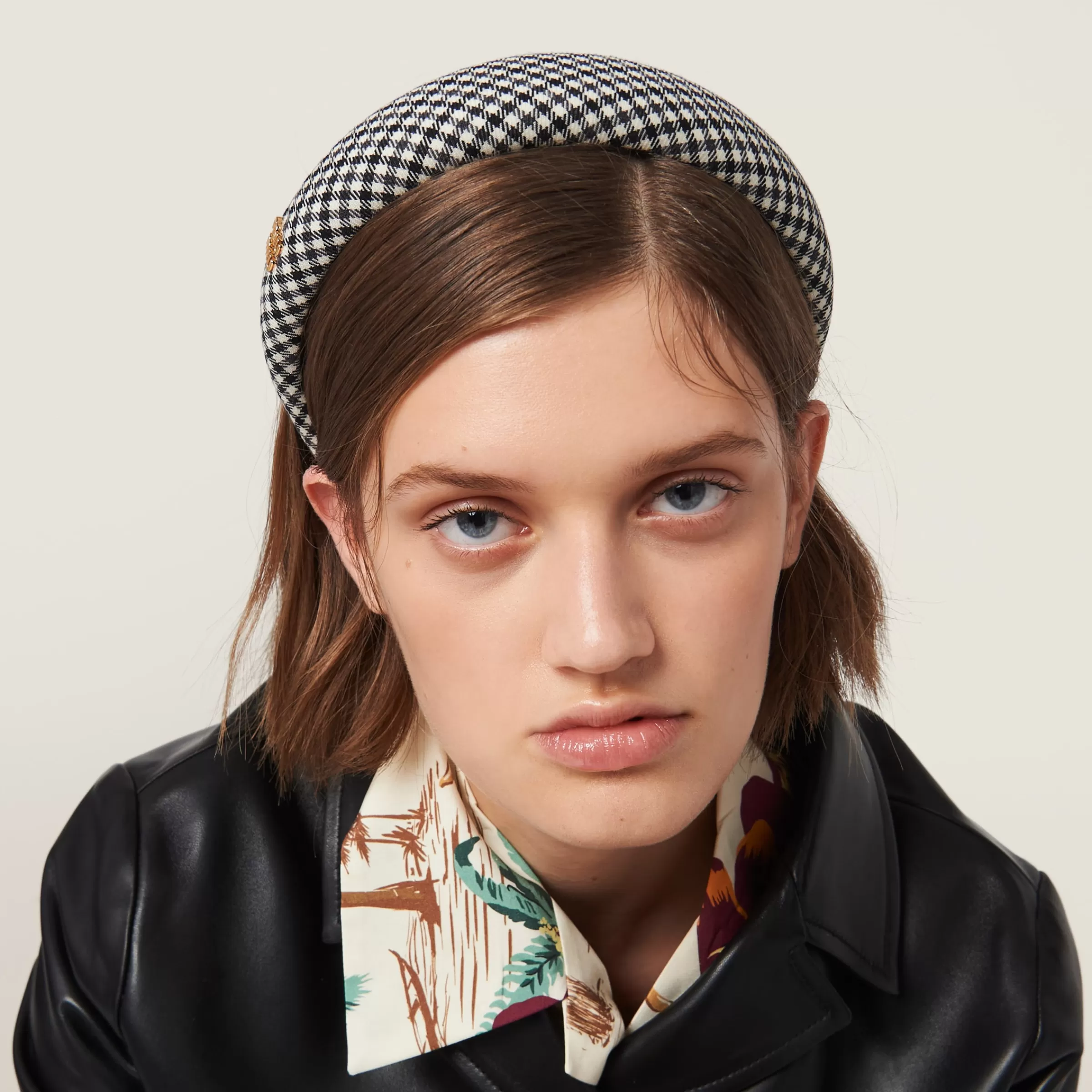 Miu Miu Gingham Check Wool Headband |