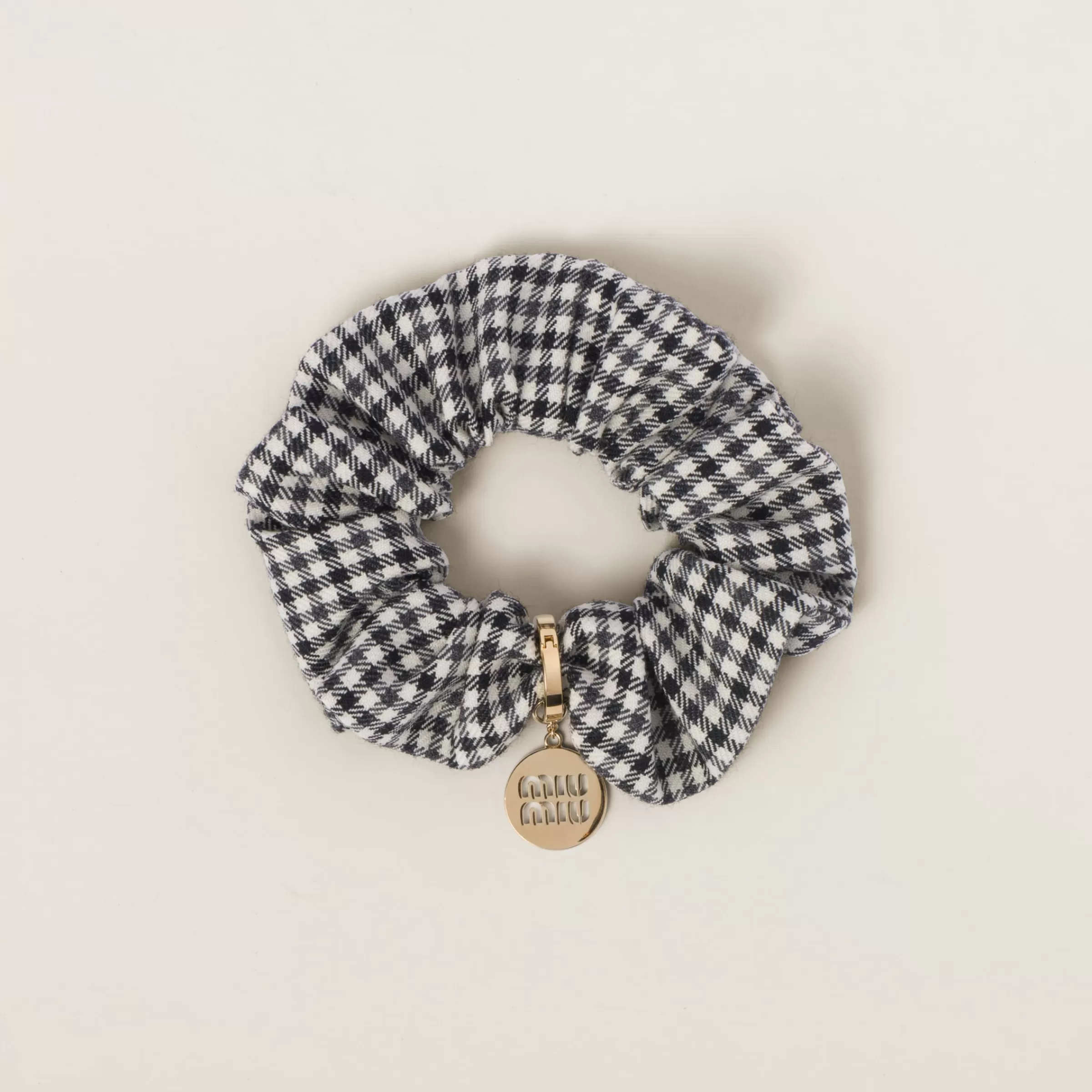 Miu Miu Gingham Check Wool Scrunchie |