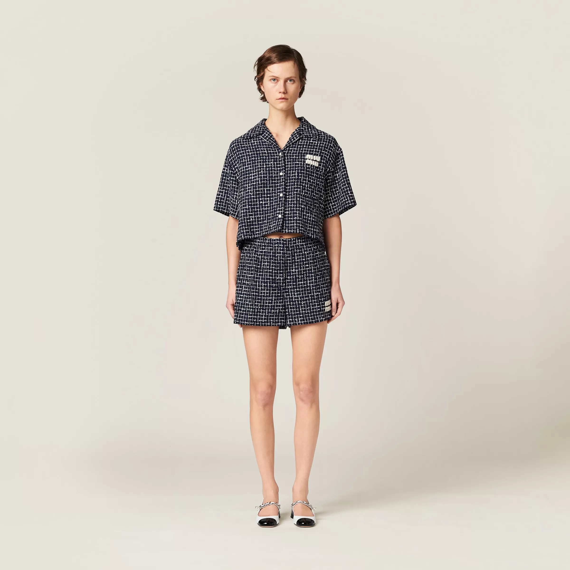 Miu Miu Checked Tweed Shorts |