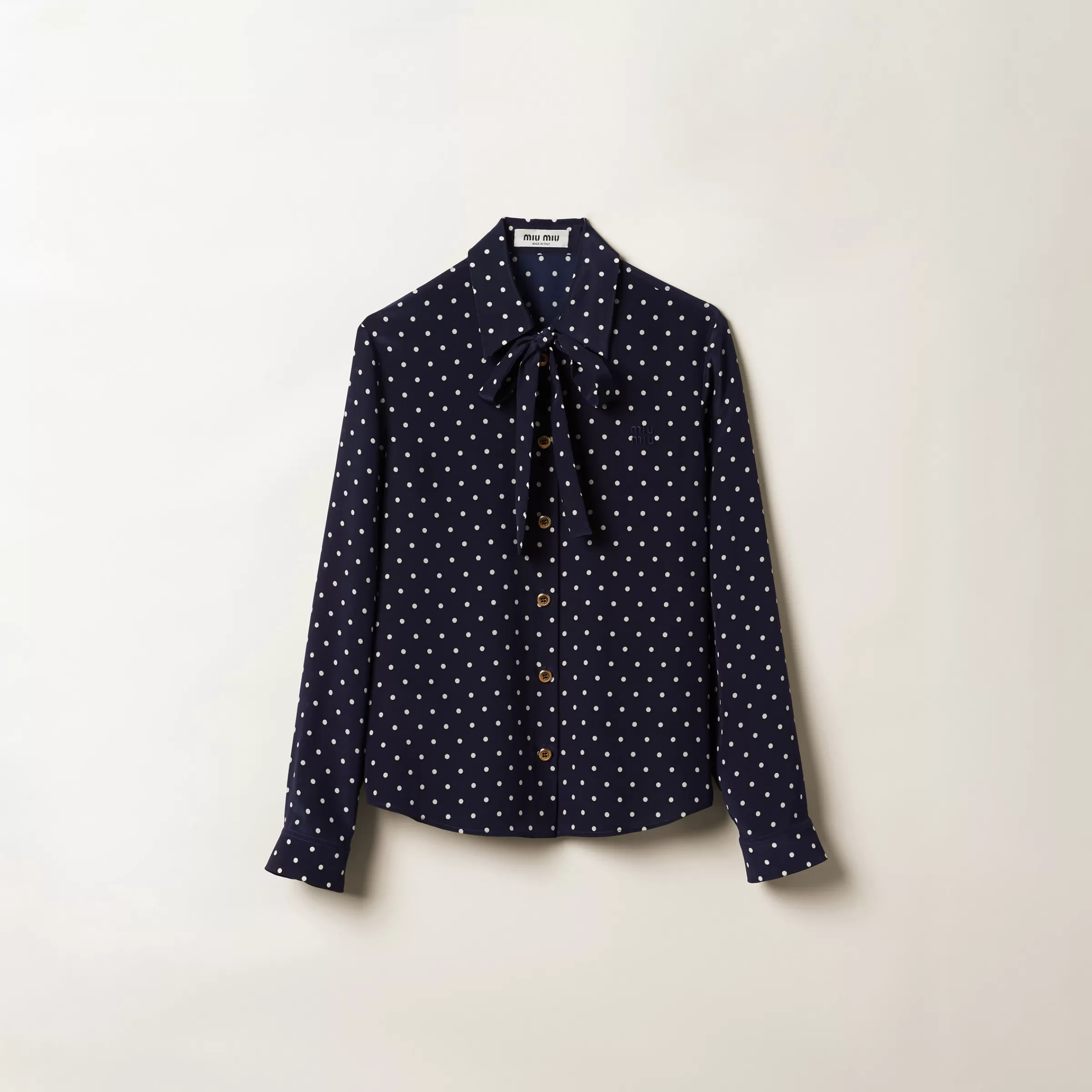 Miu Miu Polka-dot Crepe De Chine Shirt |