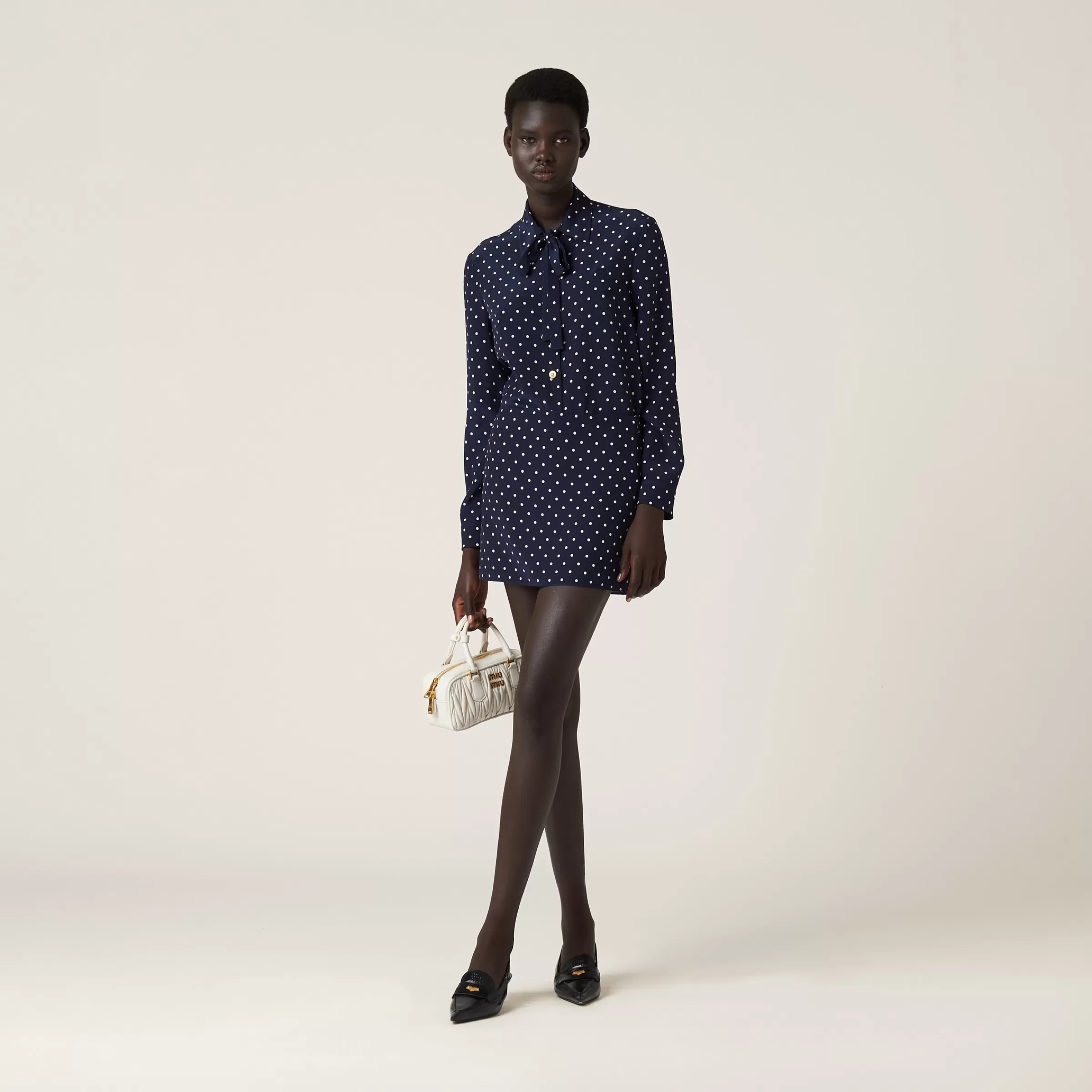 Miu Miu Polka-dot Crepe De Chine Shirt |