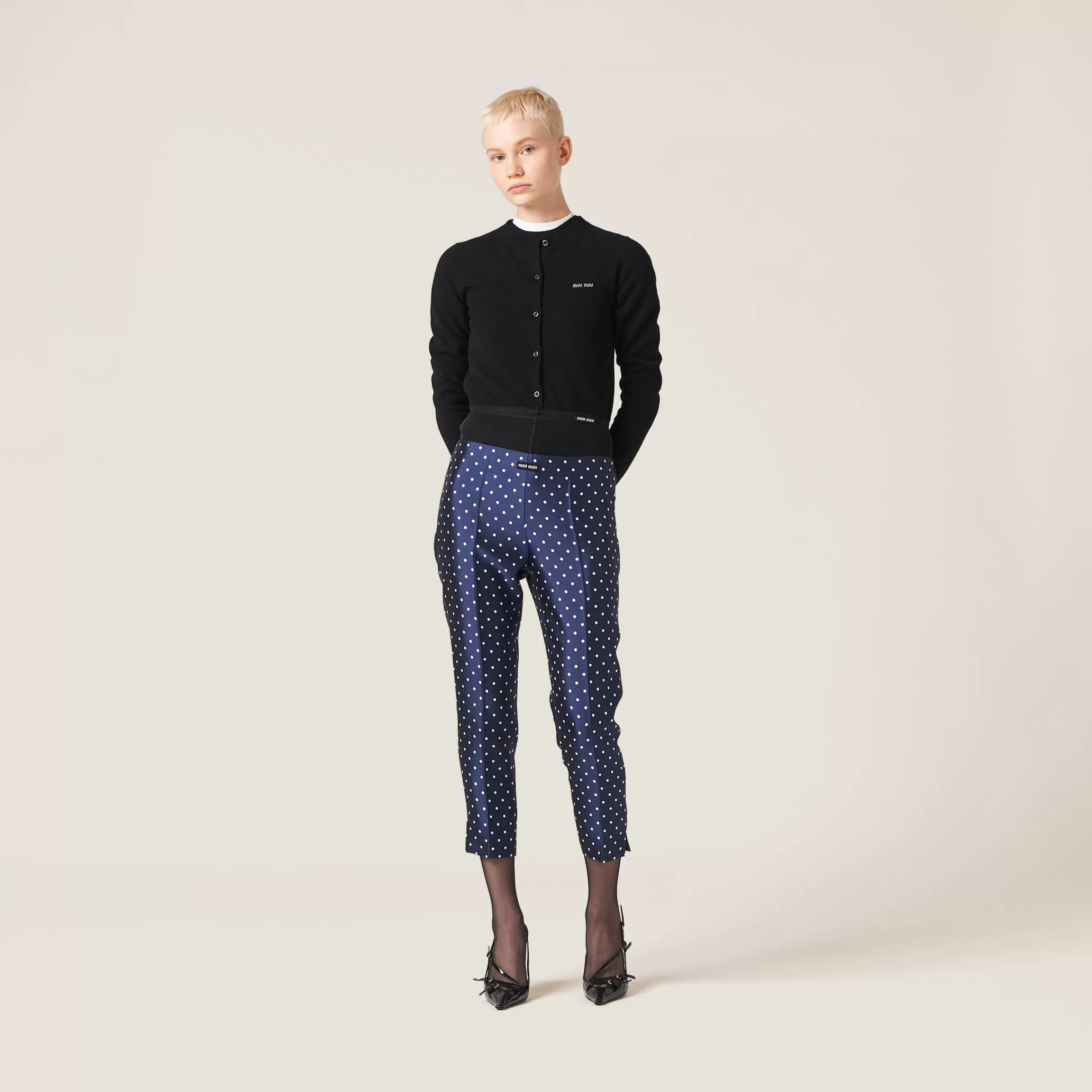 Miu Miu Polka-dot Silk And Wool Pants |