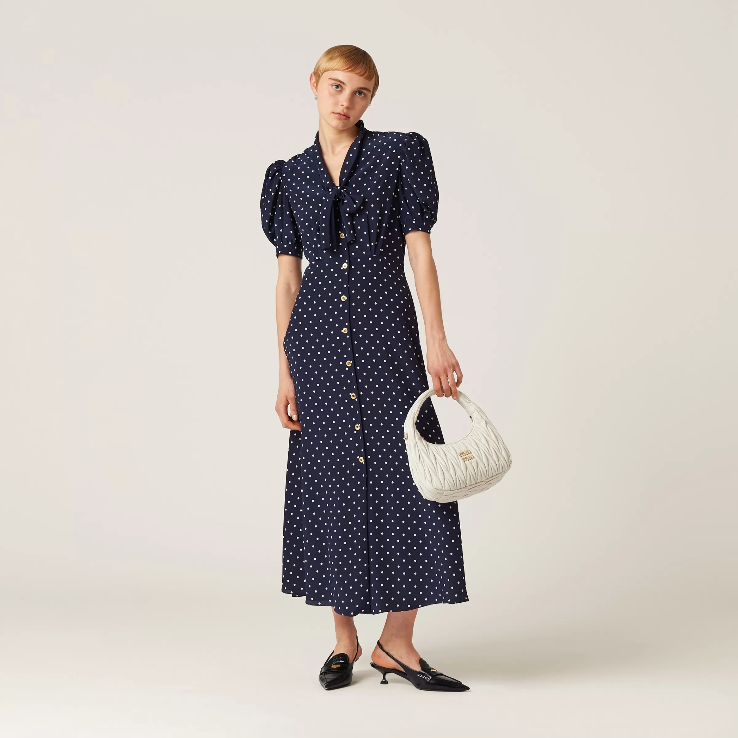 Miu Miu Printed Crepe De Chine Dress |