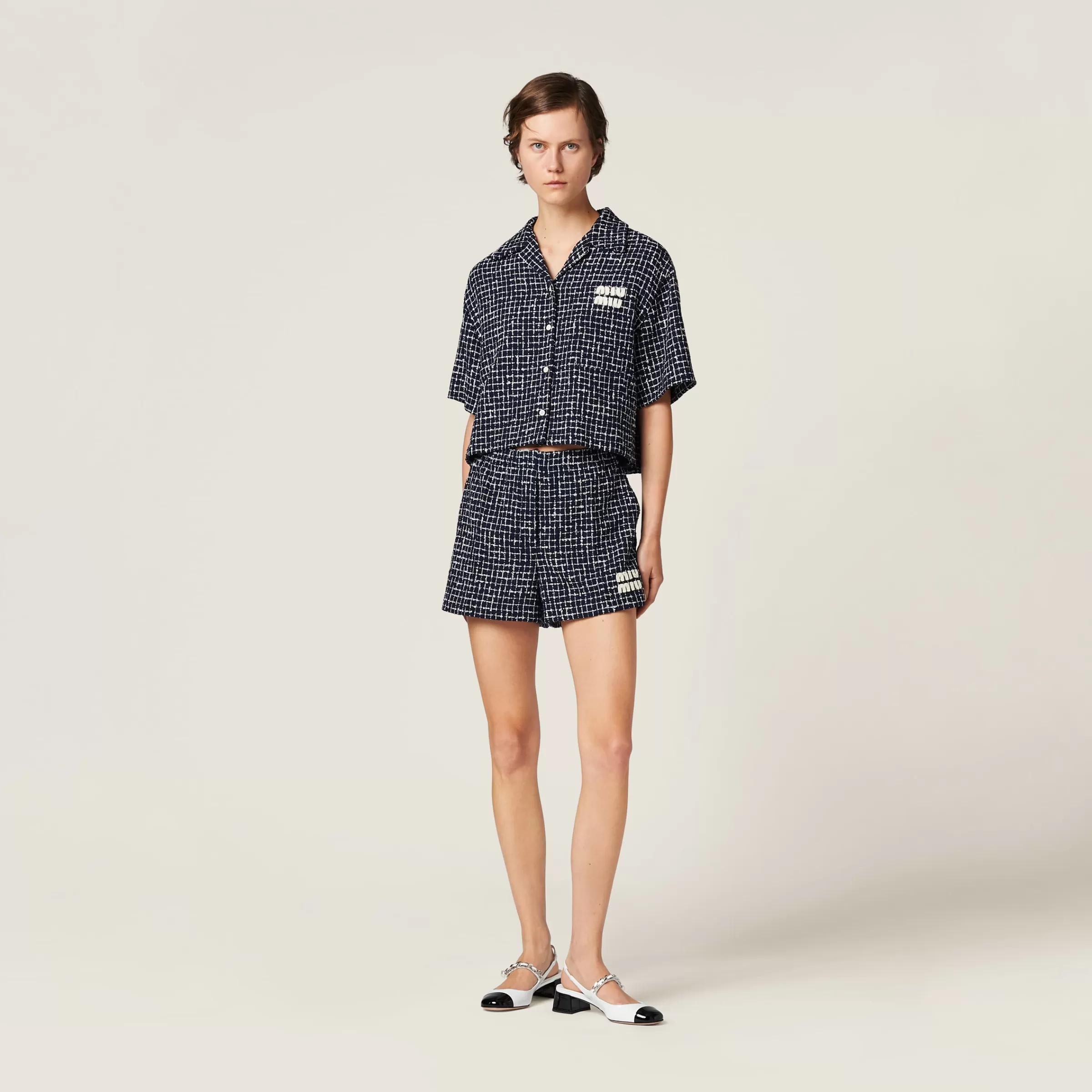 Miu Miu Single-breasted Checked Tweed Jacket |