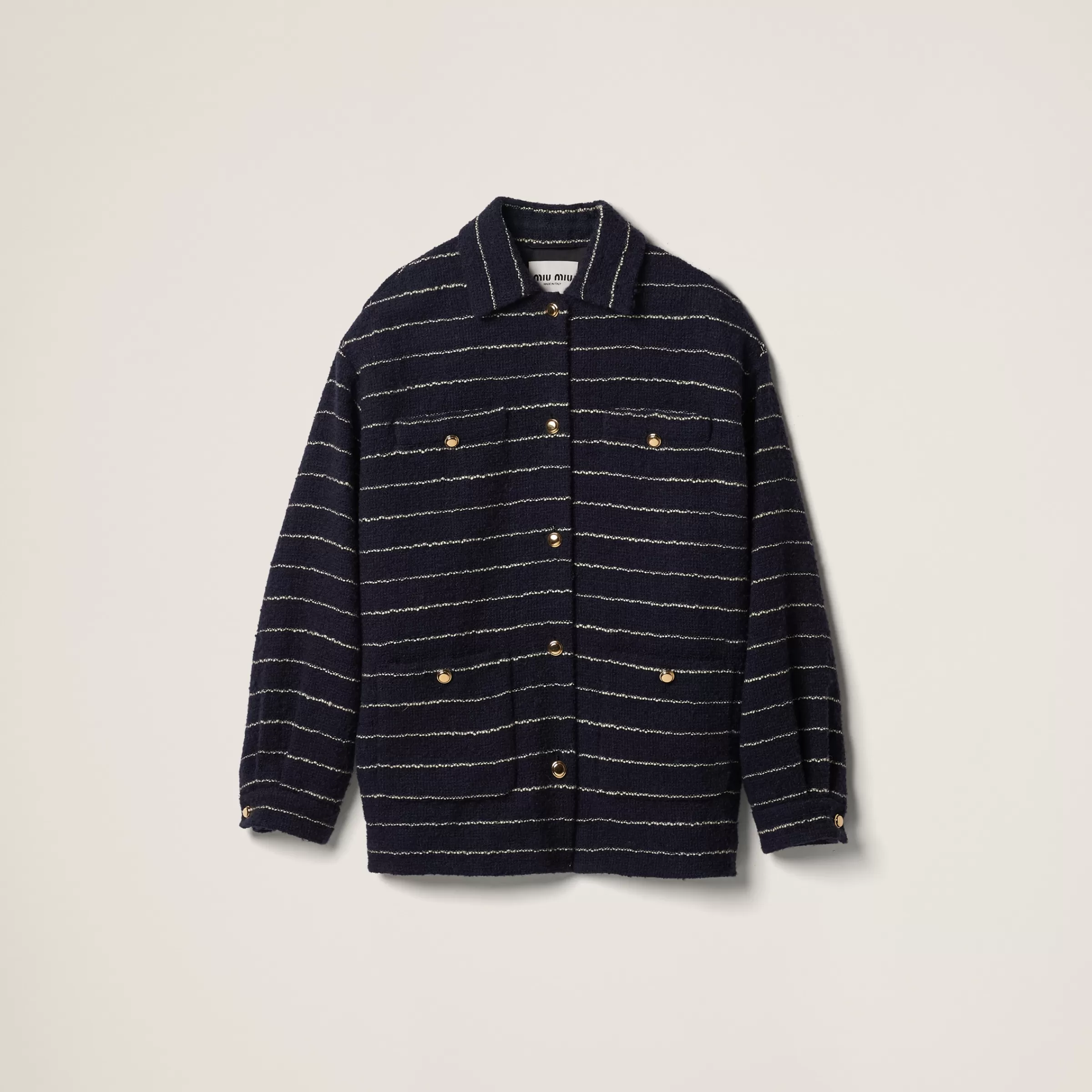 Miu Miu Striped Bouclé Blouson Jacket |
