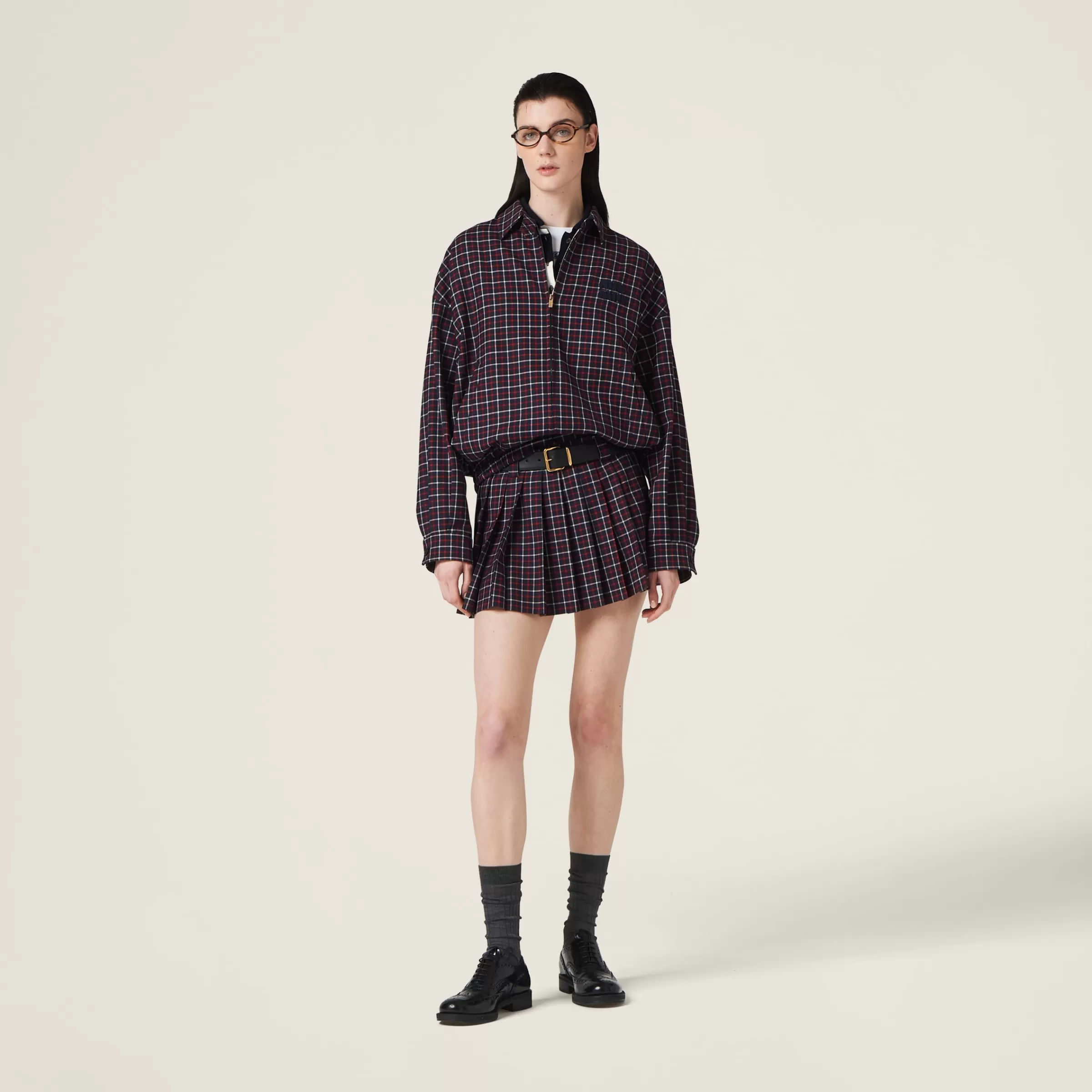Miu Miu Checked Wool Blouson Jacket |