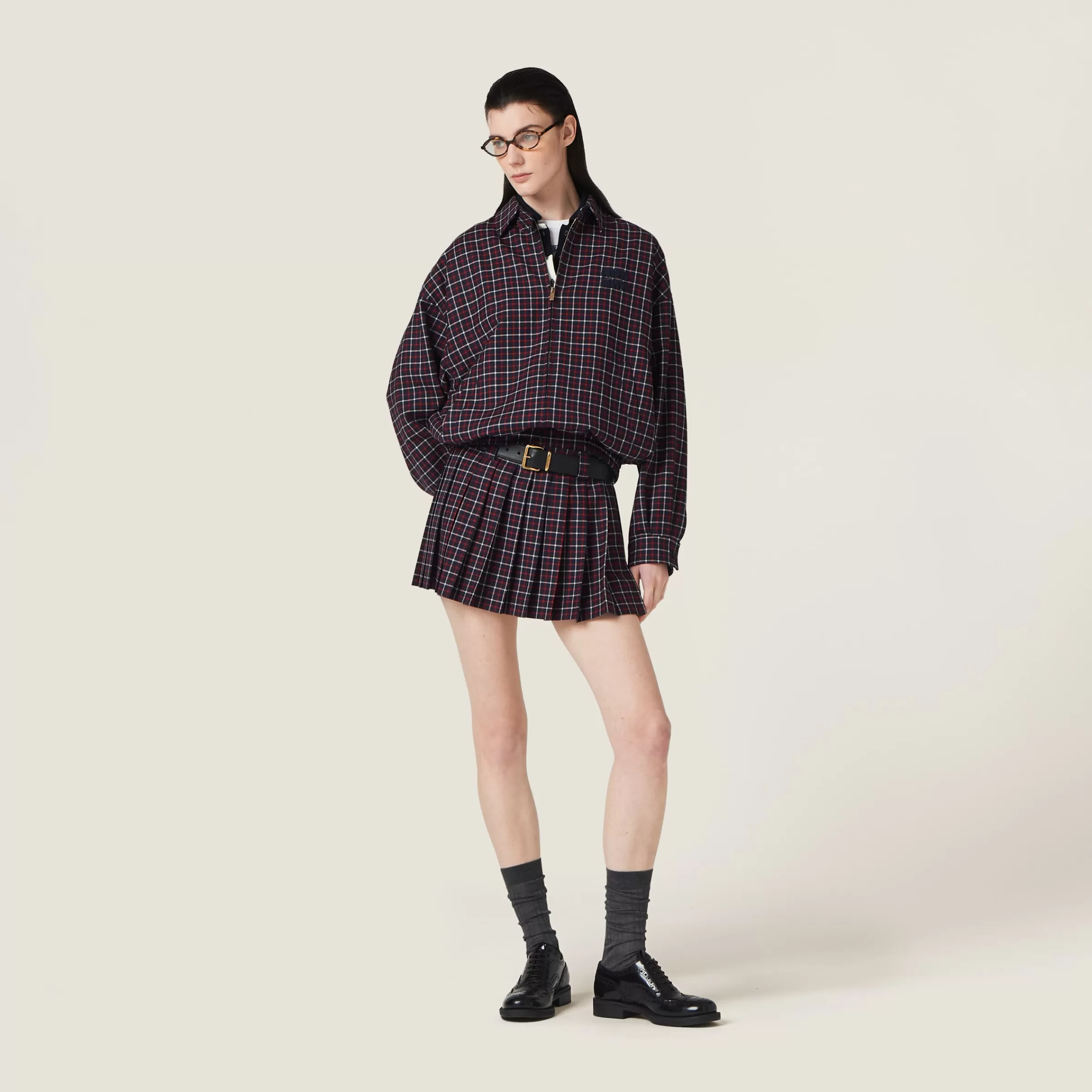 Miu Miu Checked Wool Miniskirt |