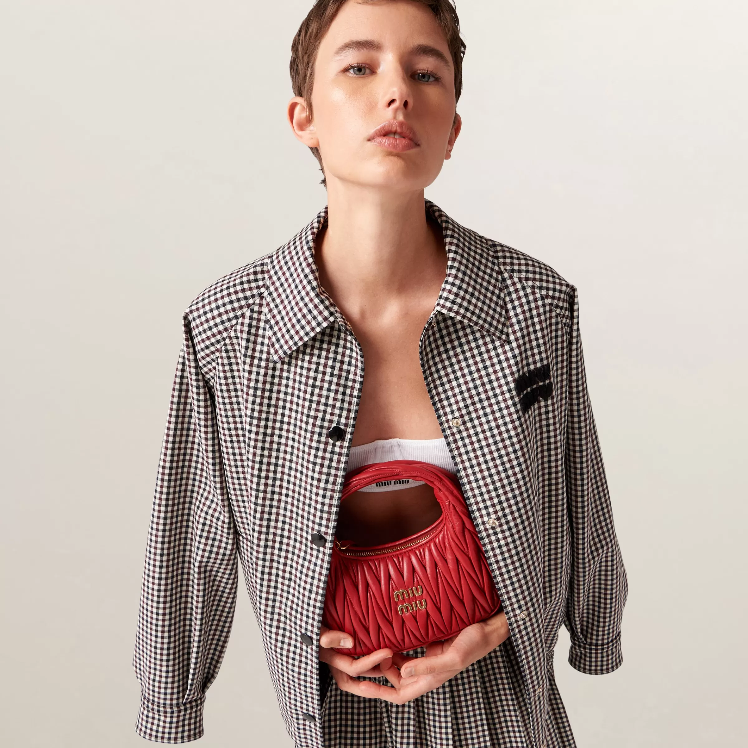 Miu Miu Gingham Check Blouson Jacket |