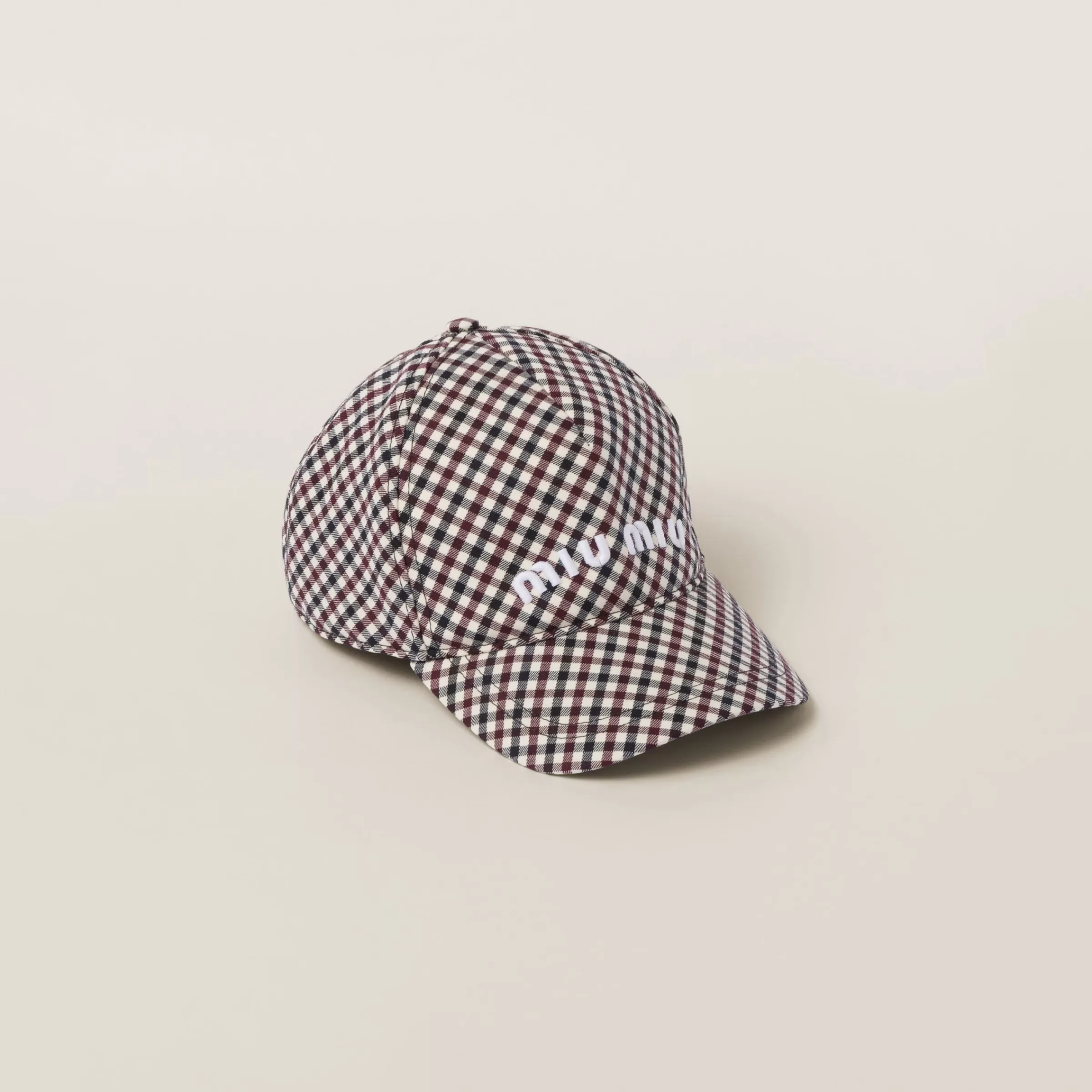 Miu Miu Gingham Check Wool Baseball Cap |