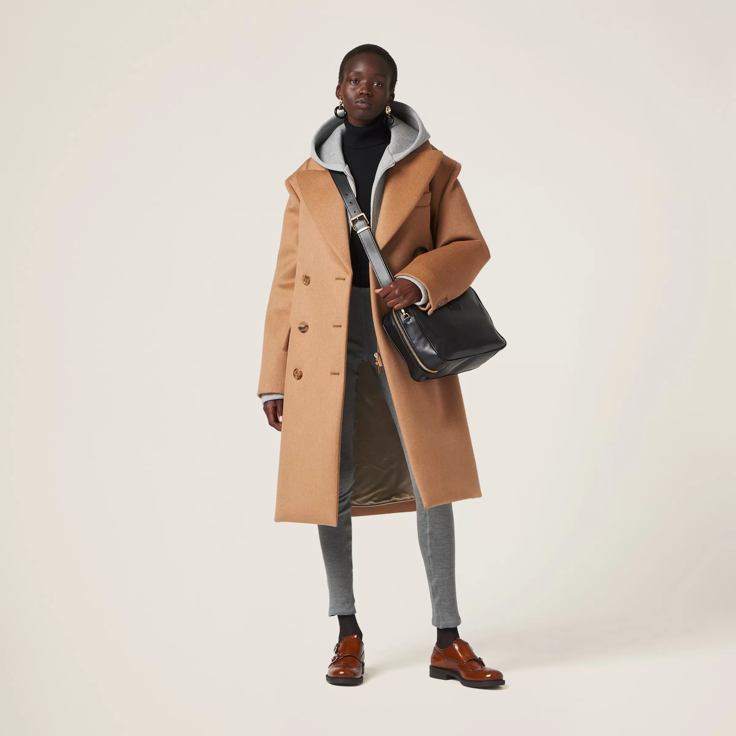 Miu Miu Double-breasted Camel Hair Coat |