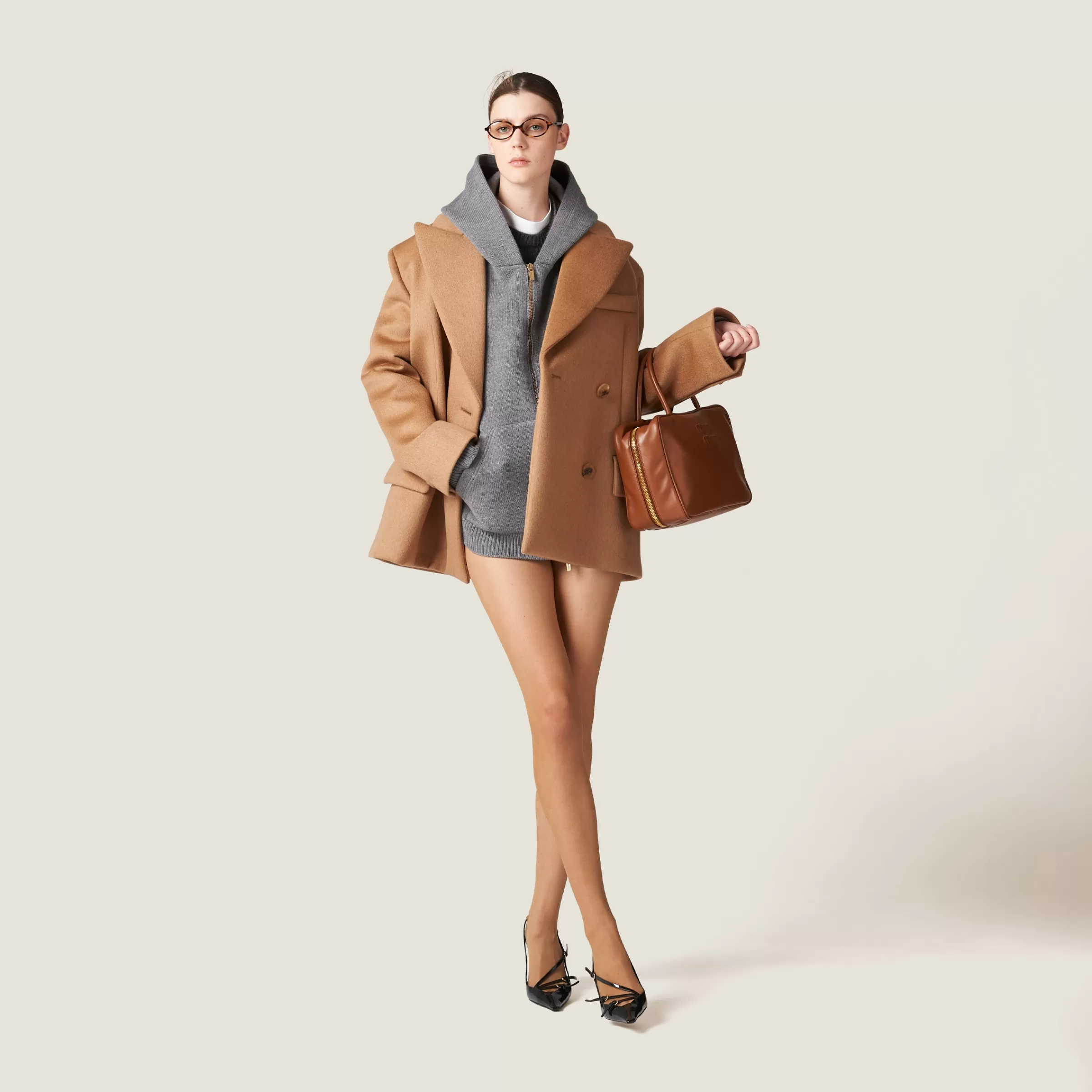 Miu Miu Double-breasted Camel Hair Jacket |