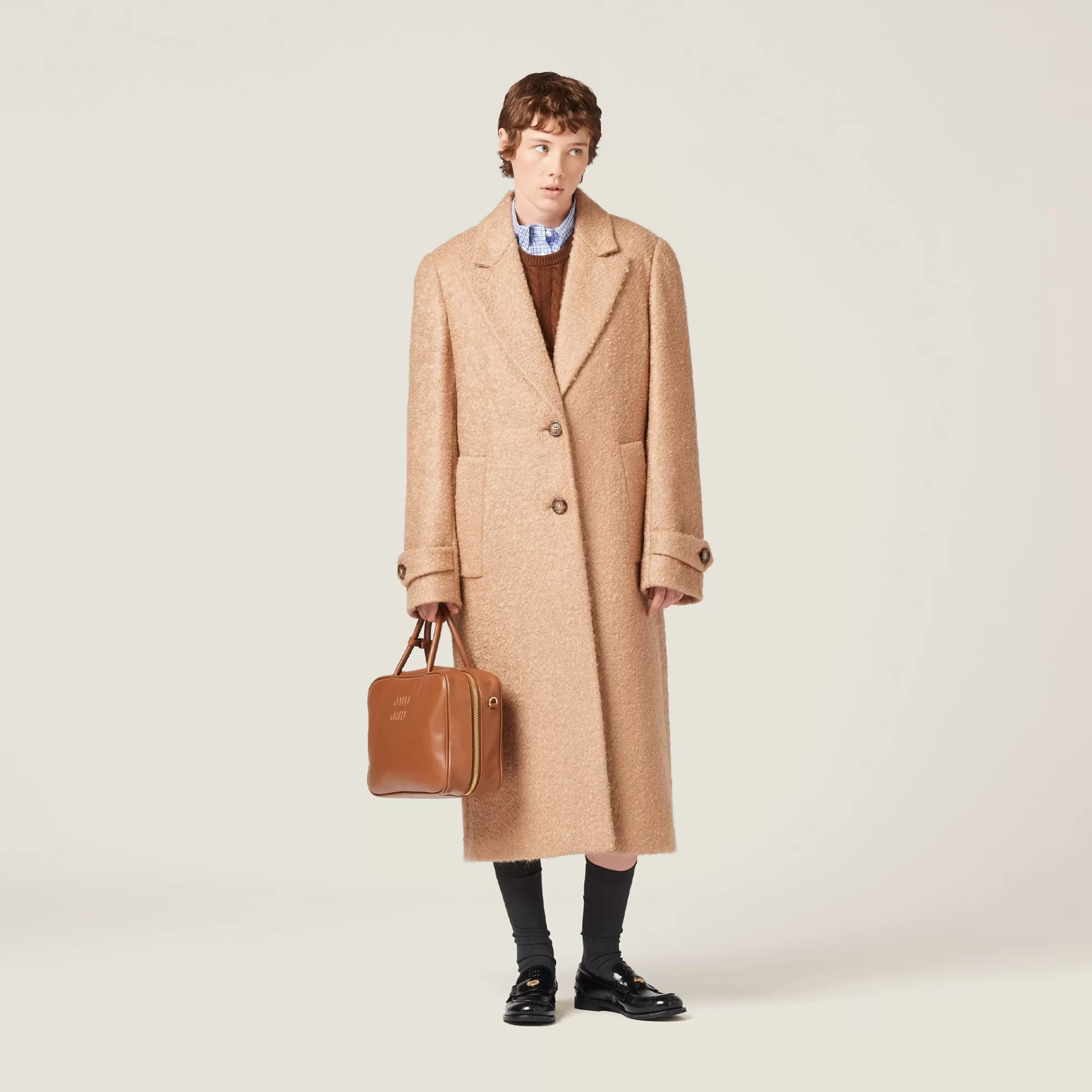 Miu Miu Padded Single-breasted Tweed Coat |