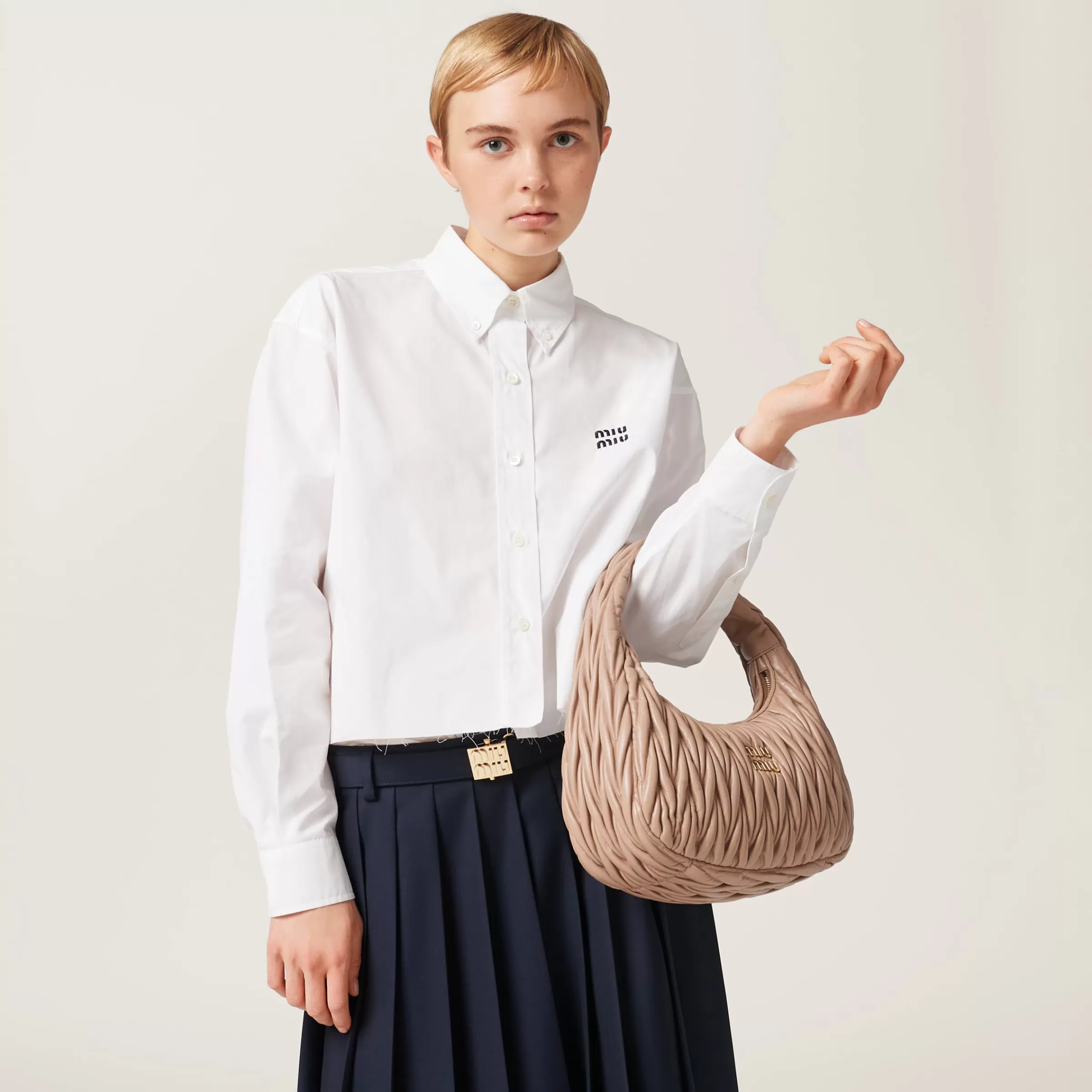 Miu Miu Wander Matelassé Nappa Leather Hobo Bag |