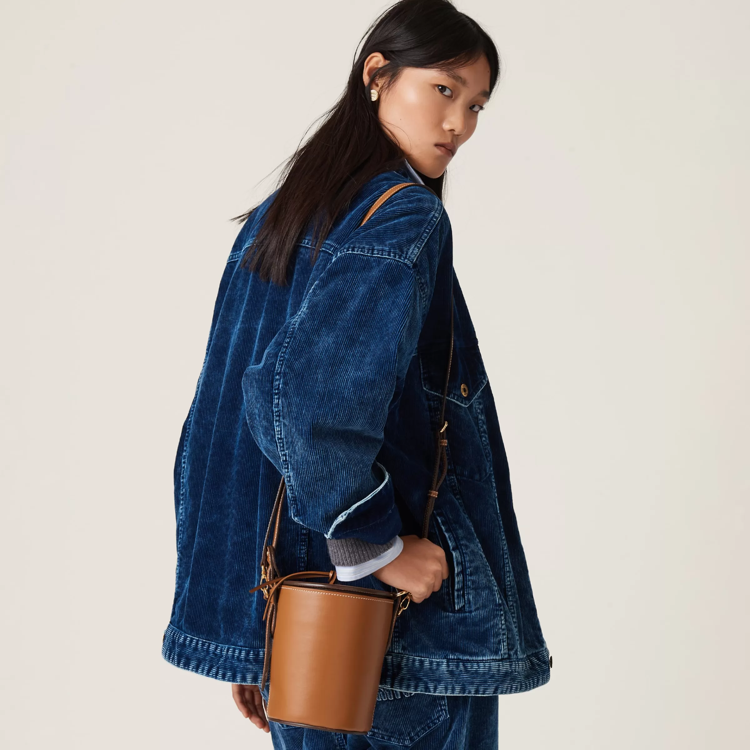 Miu Miu Leather Bucket Bag |