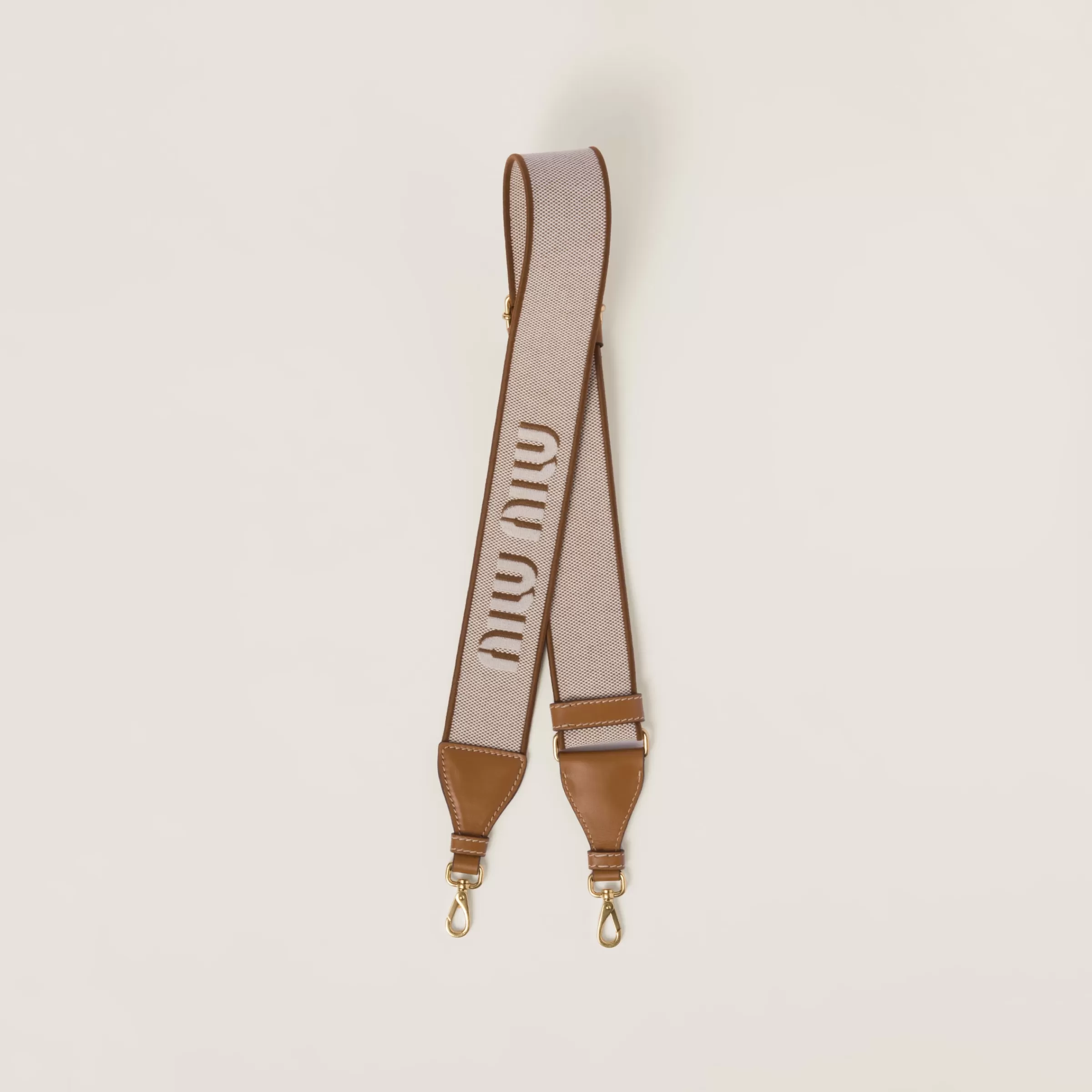 Miu Miu Linen Blend And Leather Shoulder Strap |