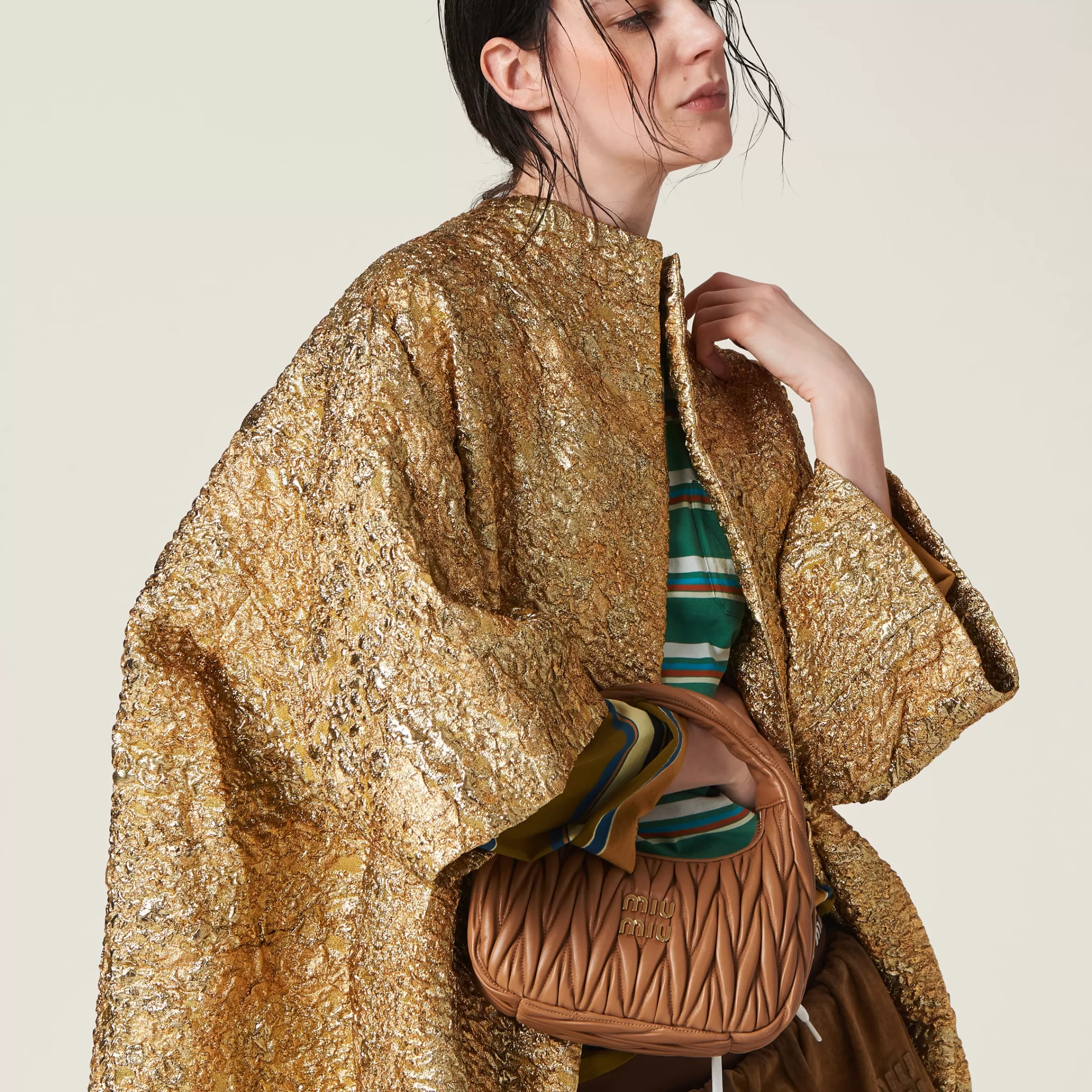 Miu Miu Wander Matelassé Nappa Leather Hobo Bag |
