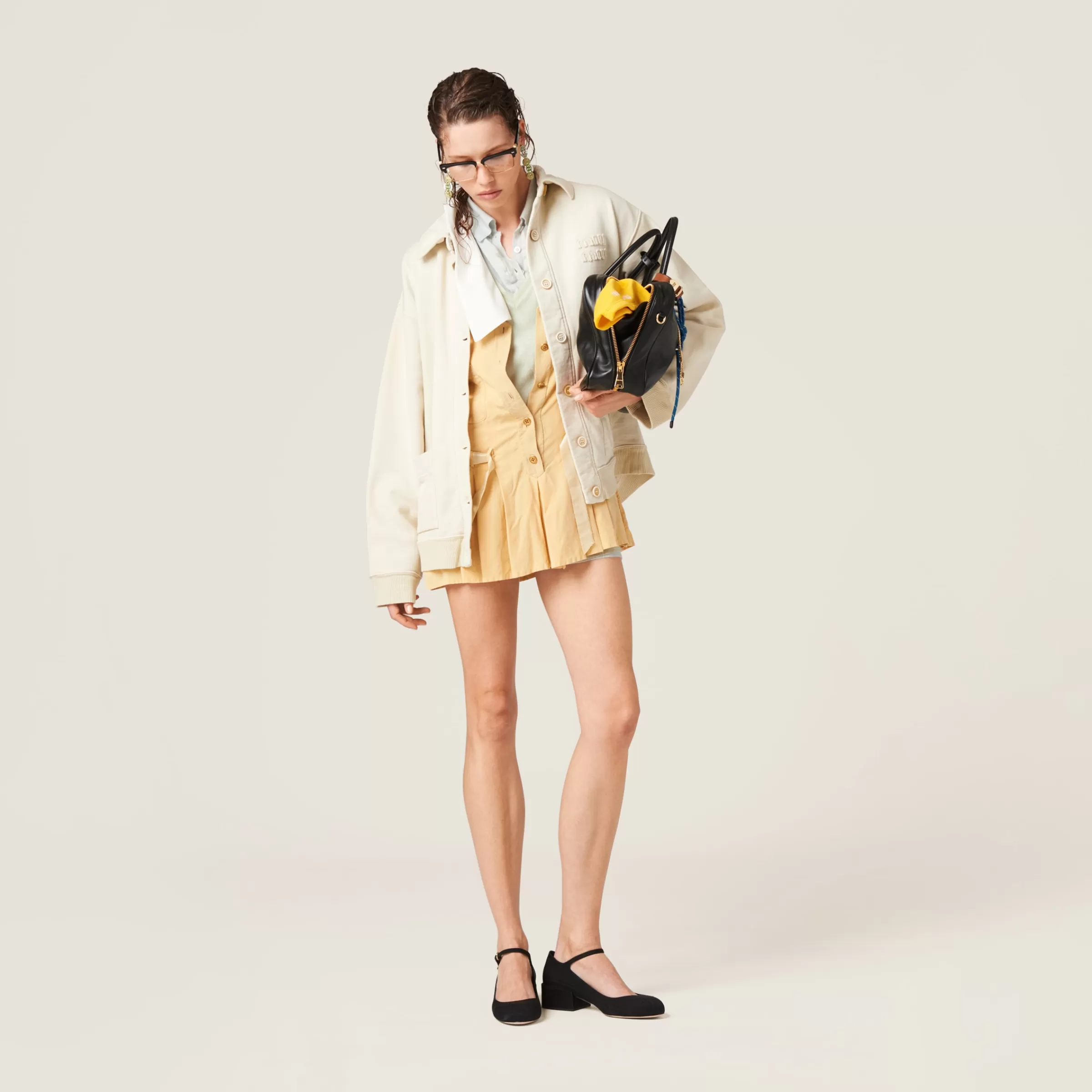 Miu Miu Garment-dyed Cotton Fleece Blouson Jacket |
