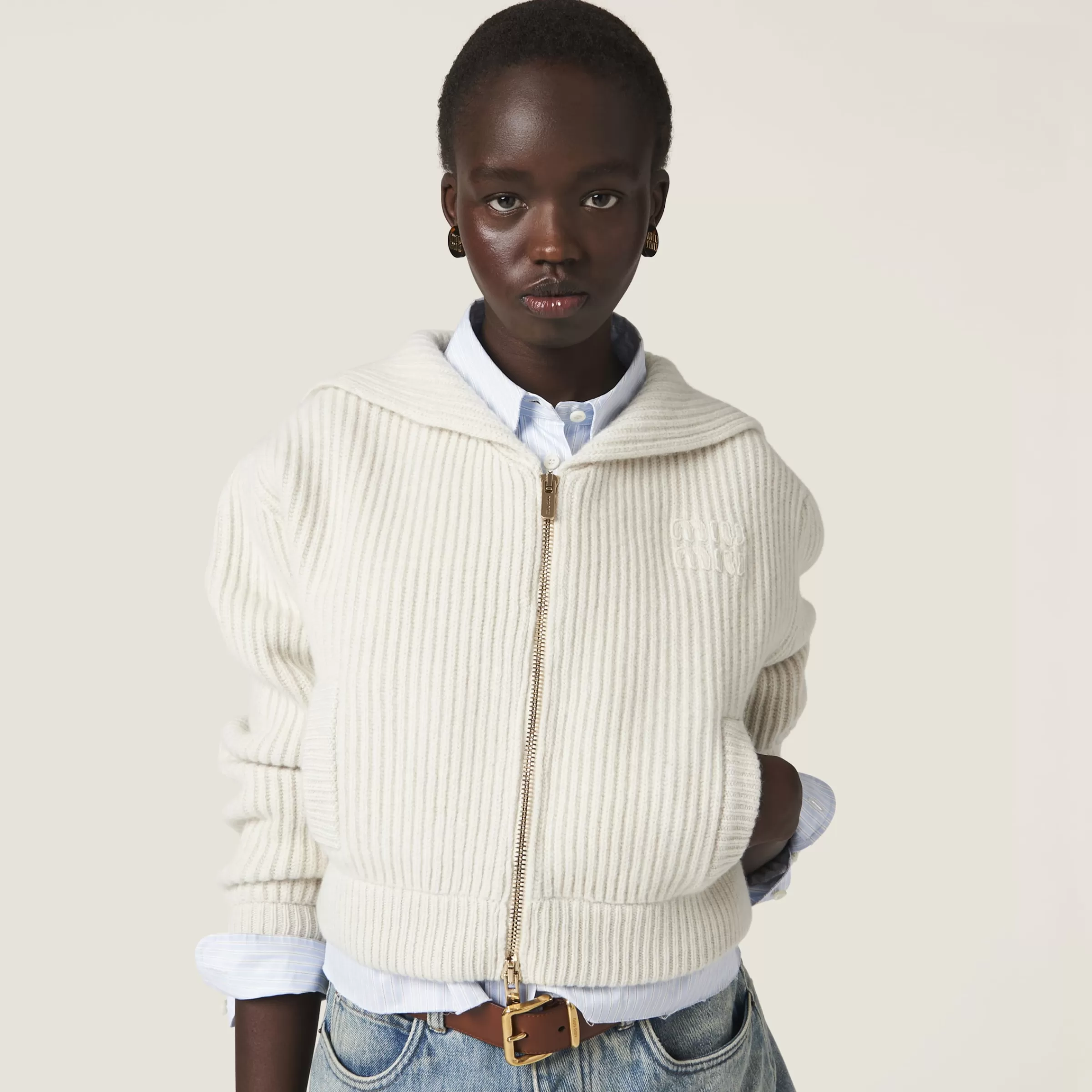 Miu Miu Wool And Cashmere Knit Cardigan |