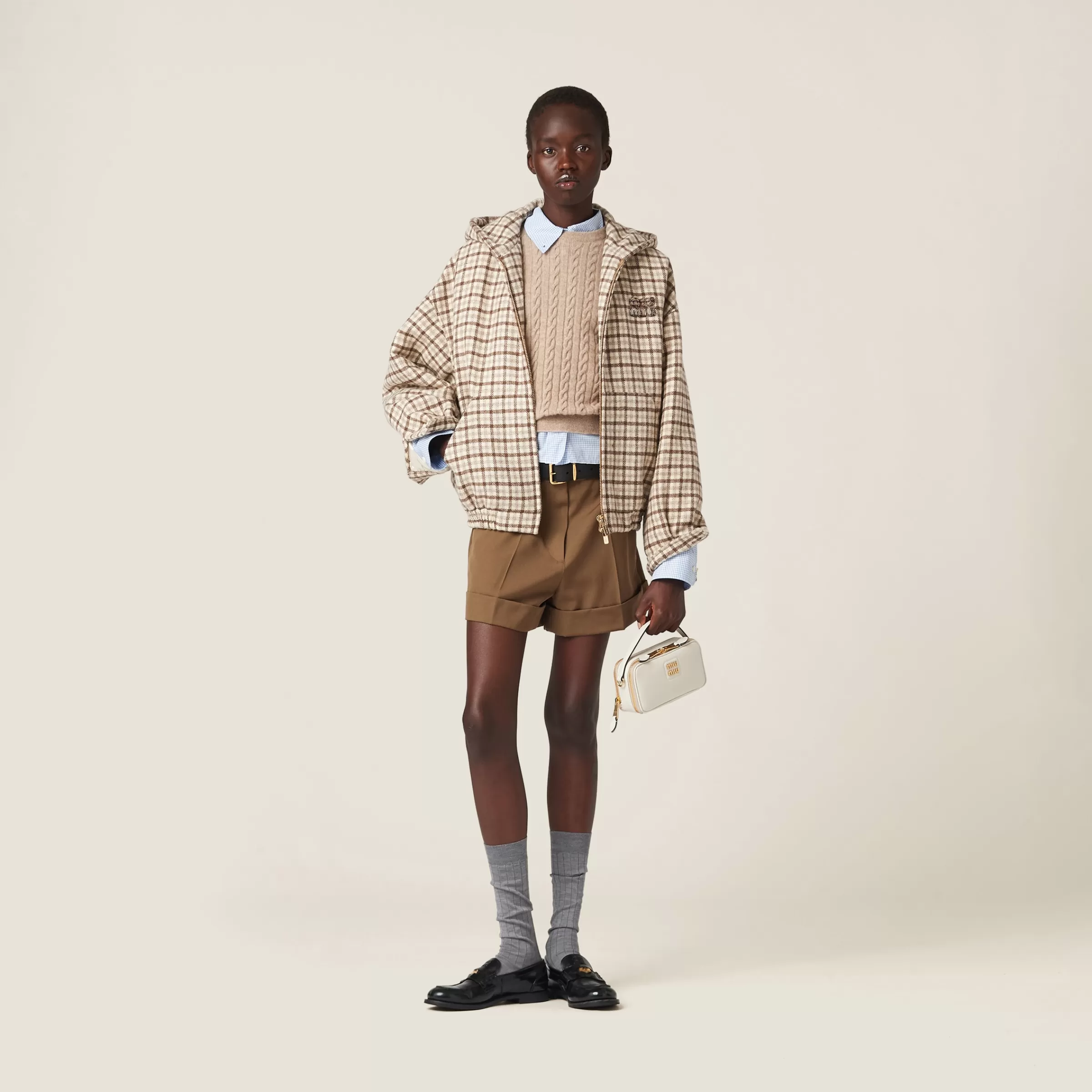 Miu Miu Check Blouson Jacket |