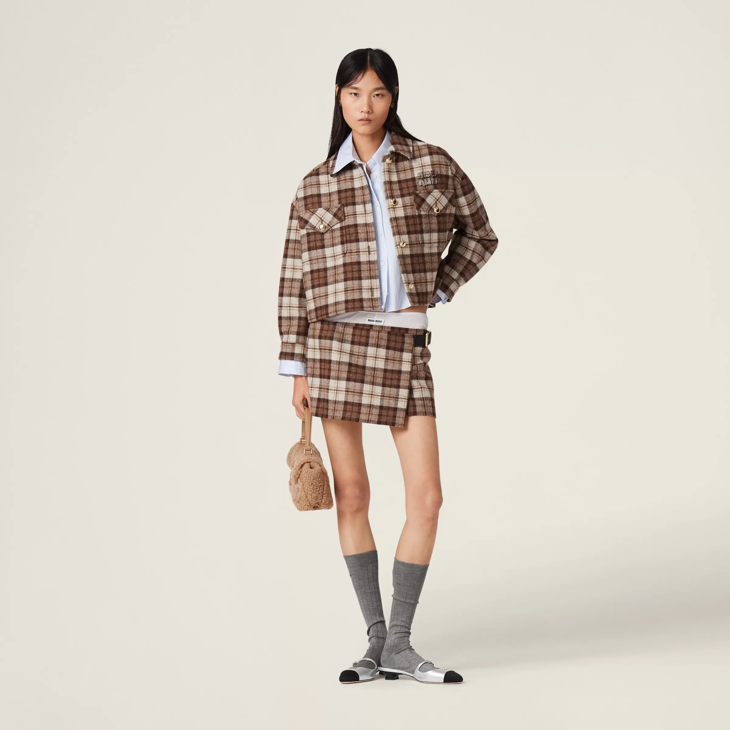 Miu Miu Check Blouson Jacket |