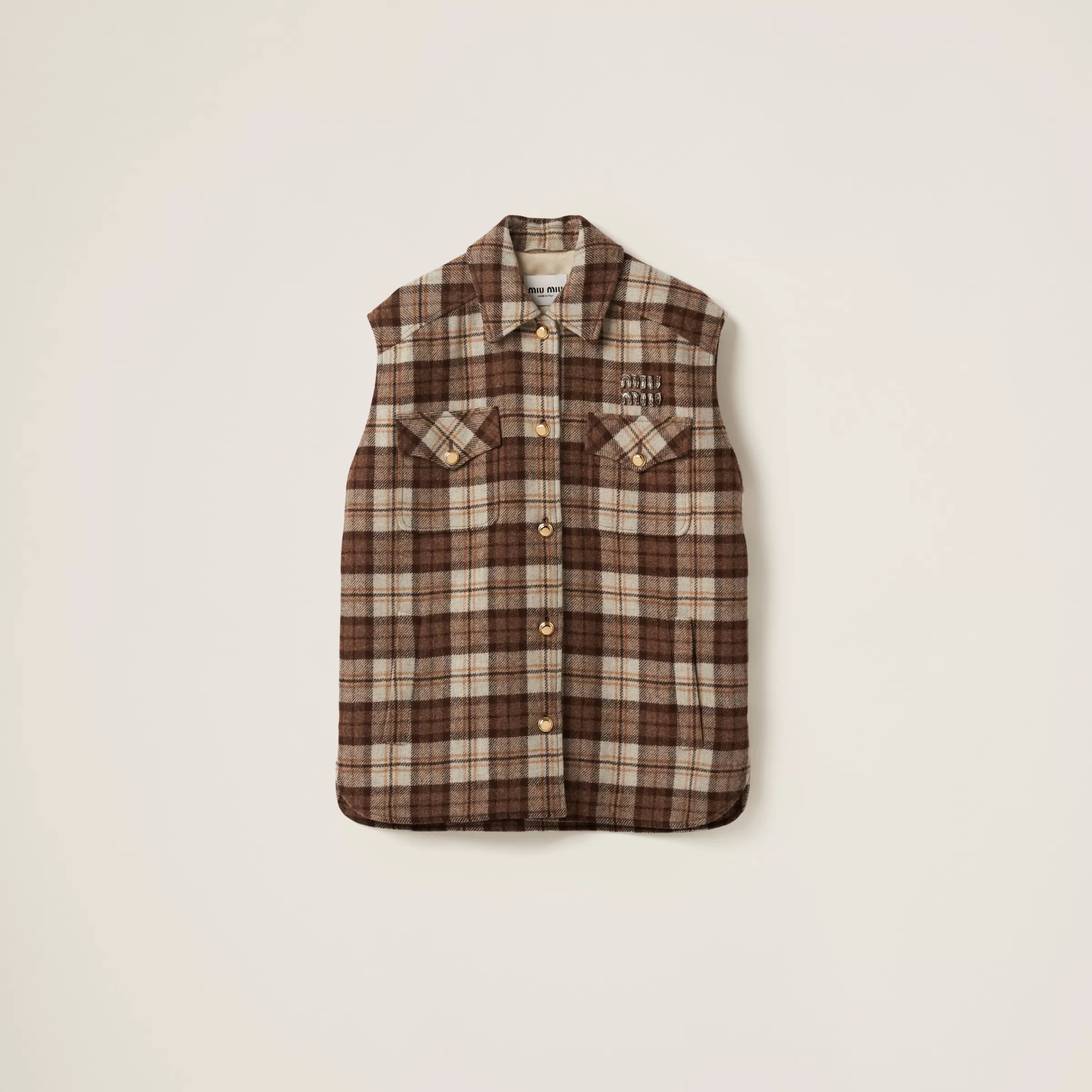 Miu Miu Check Blouson Vest |
