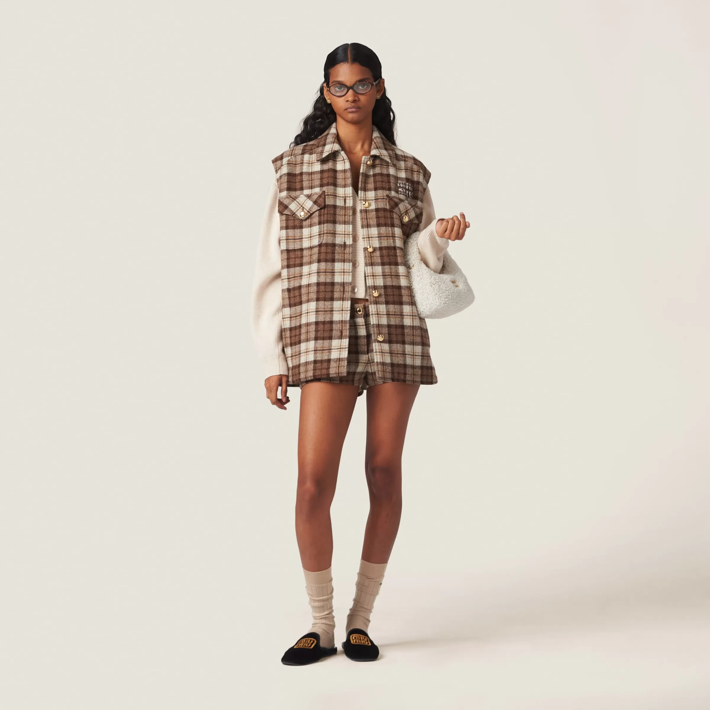 Miu Miu Check Blouson Vest |