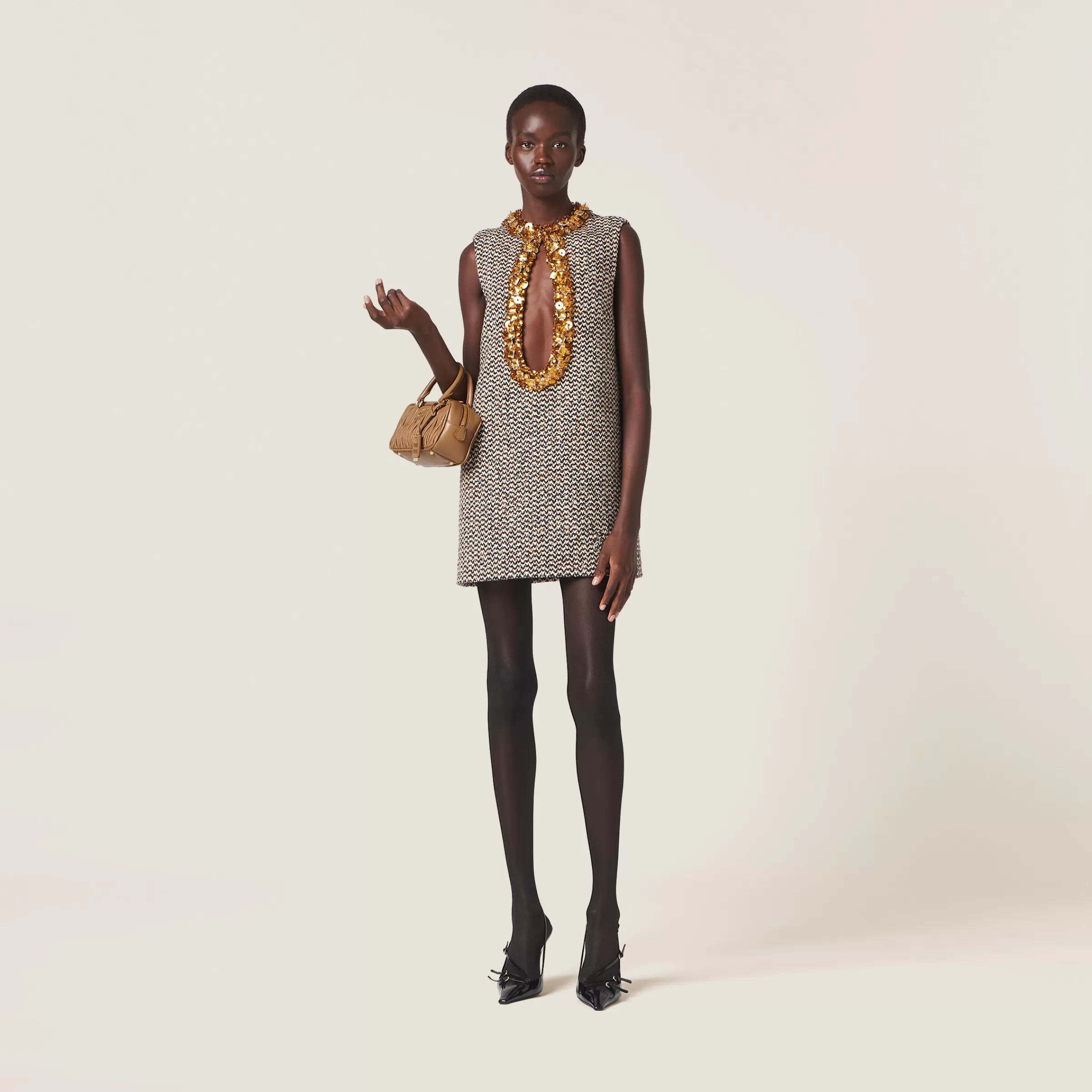 Miu Miu Embroidered Bouclé Mini-dress |