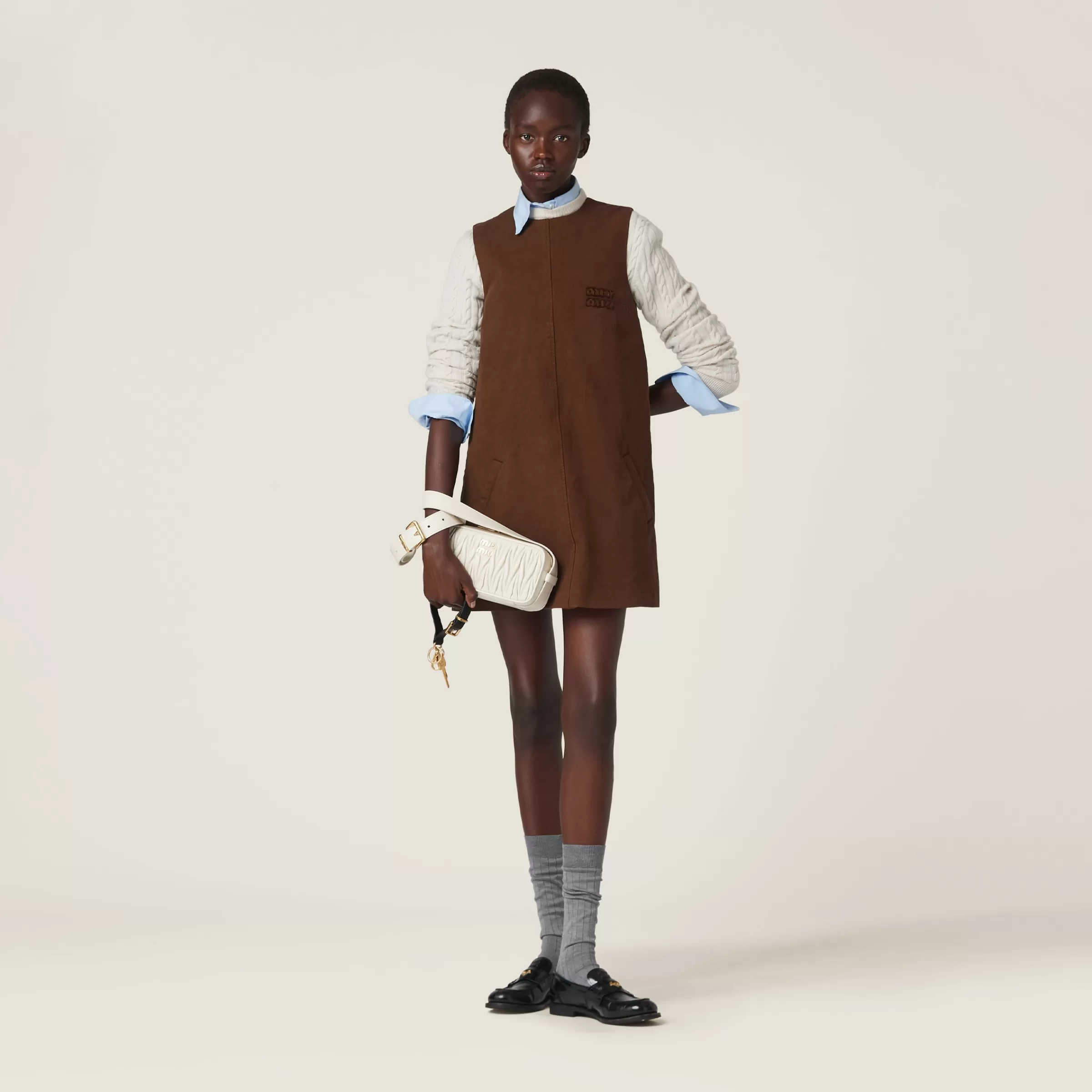 Miu Miu Garment-dyed Gabardine Mini-dress |