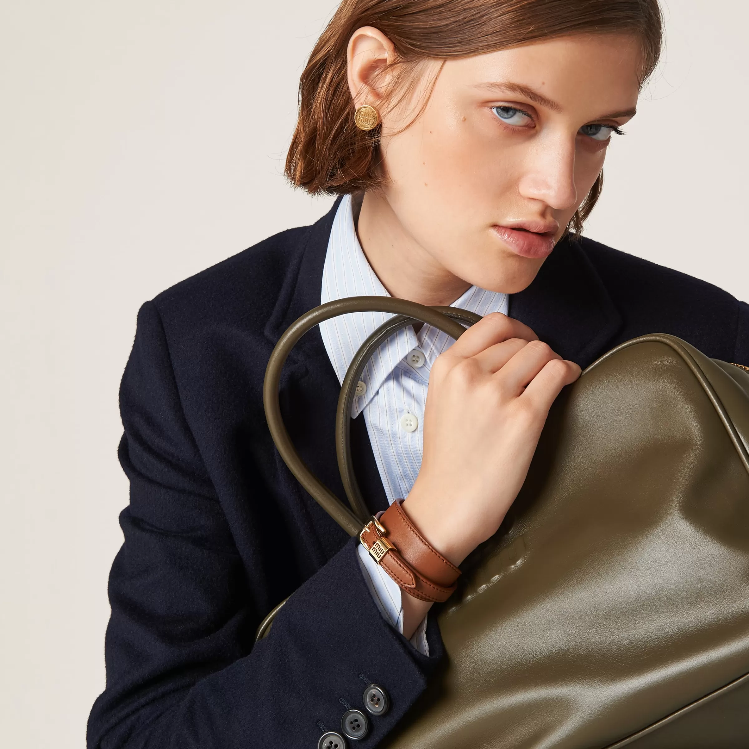 Miu Miu Leather Bracelet |