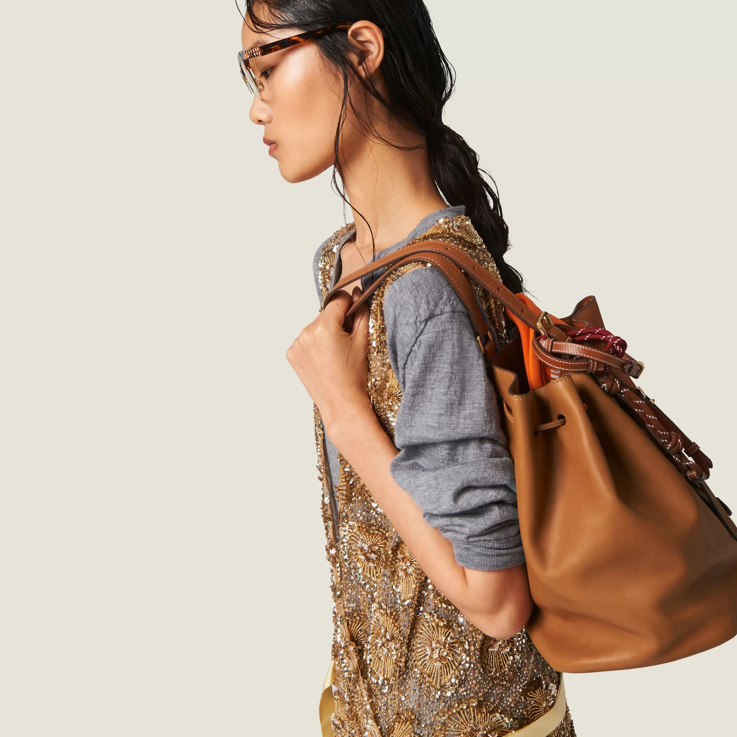 Miu Miu Leather Bucket Bag |