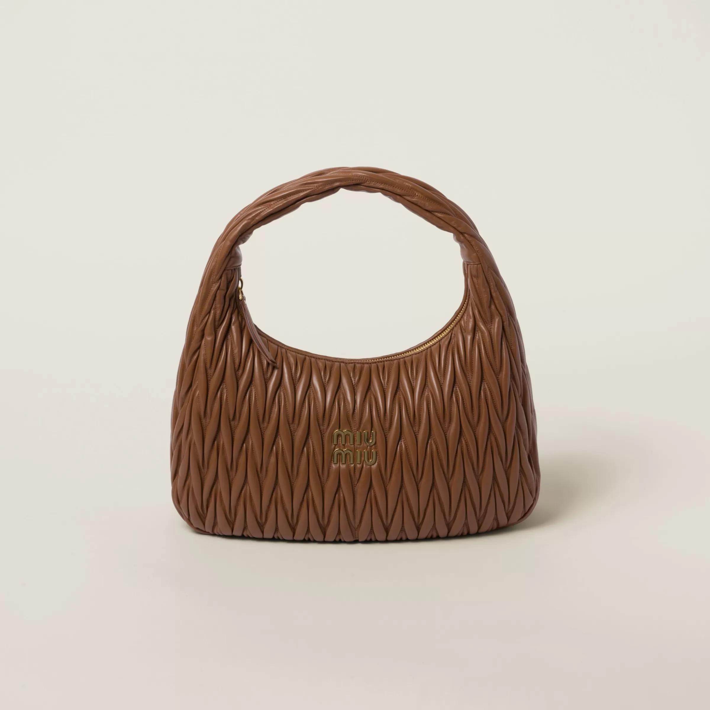 Miu Miu Wander Matelassé Nappa Leather Hobo Bag |