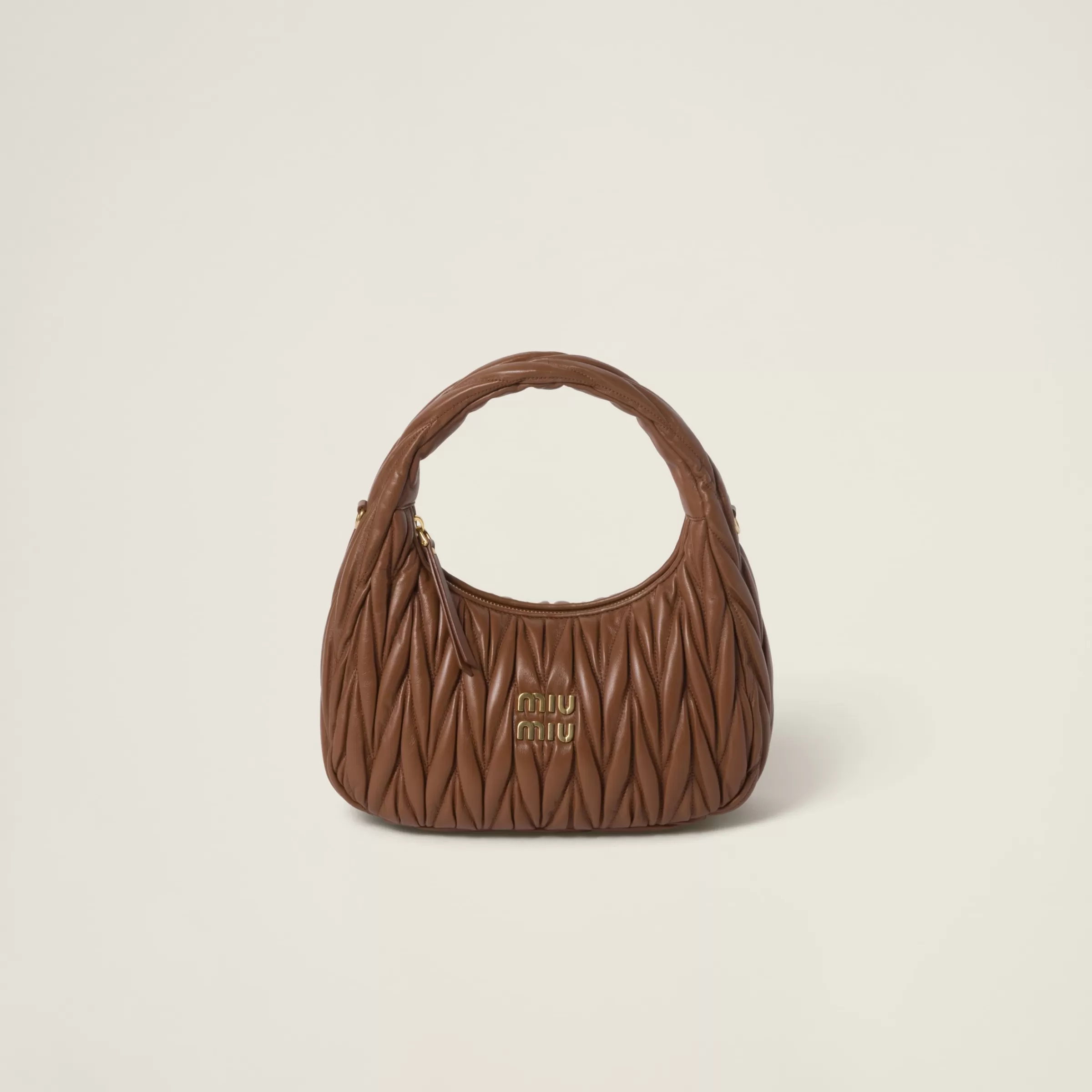 Miu Miu Wander Matelassé Nappa Leather Hobo Bag |