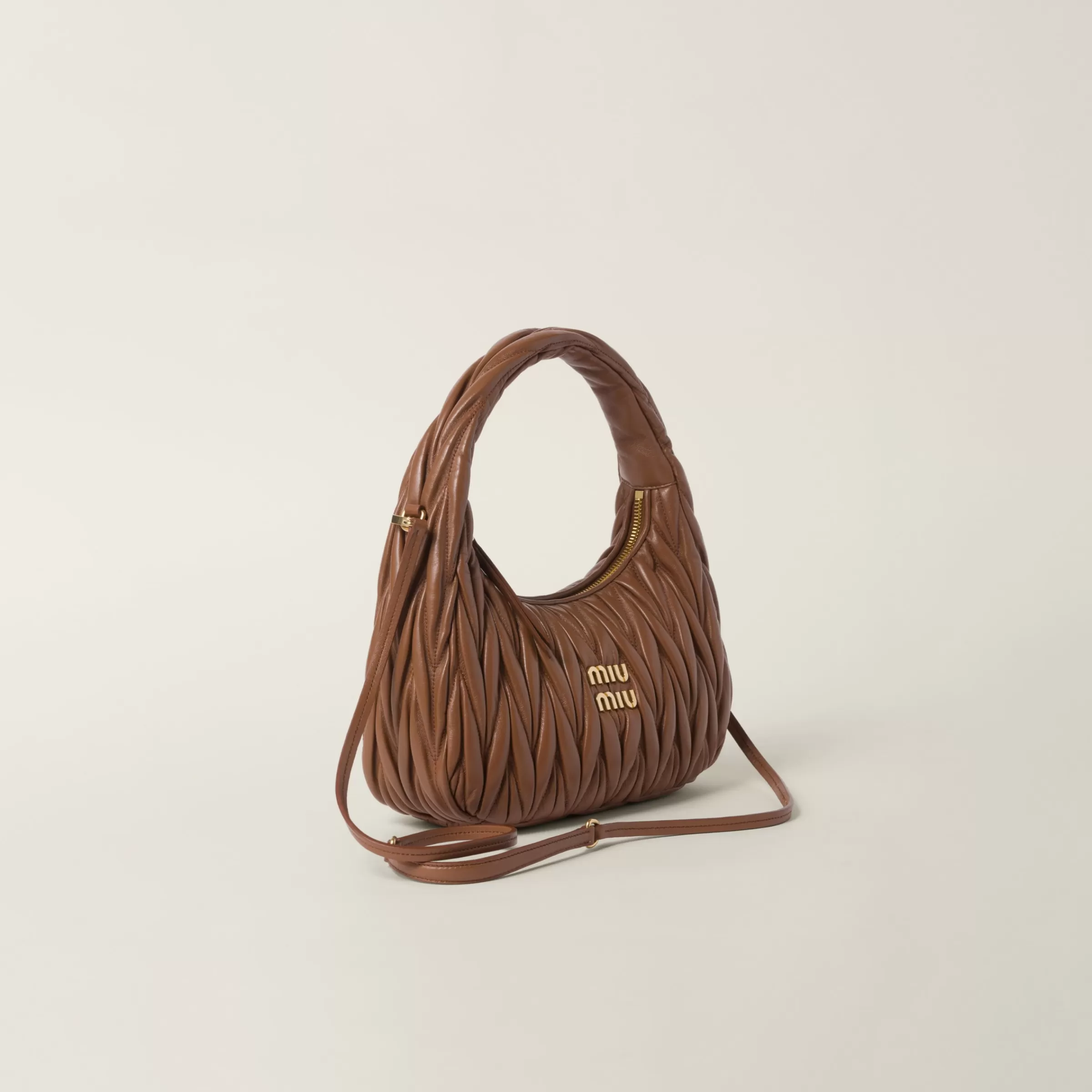 Miu Miu Wander Matelassé Nappa Leather Hobo Bag |