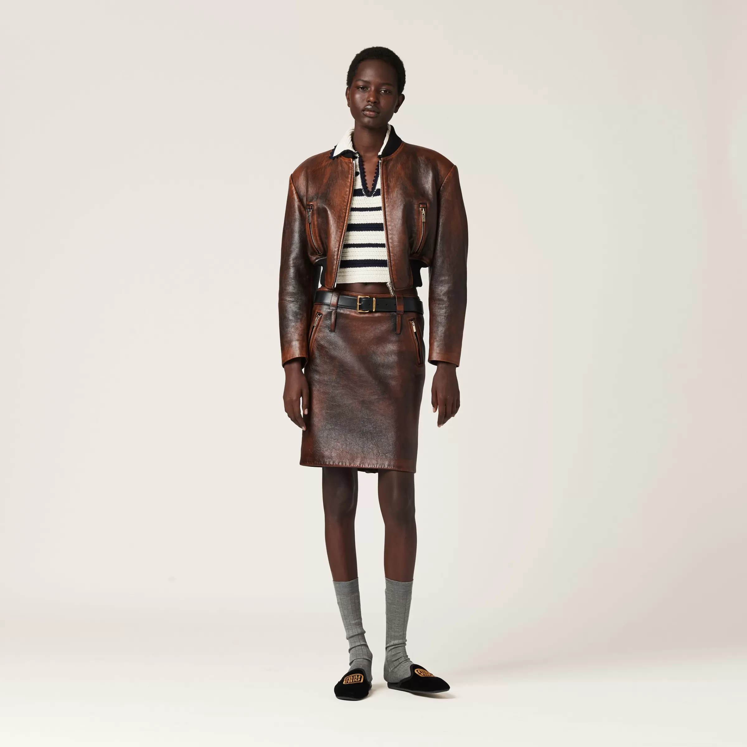 Miu Miu Nappa Leather Skirt |