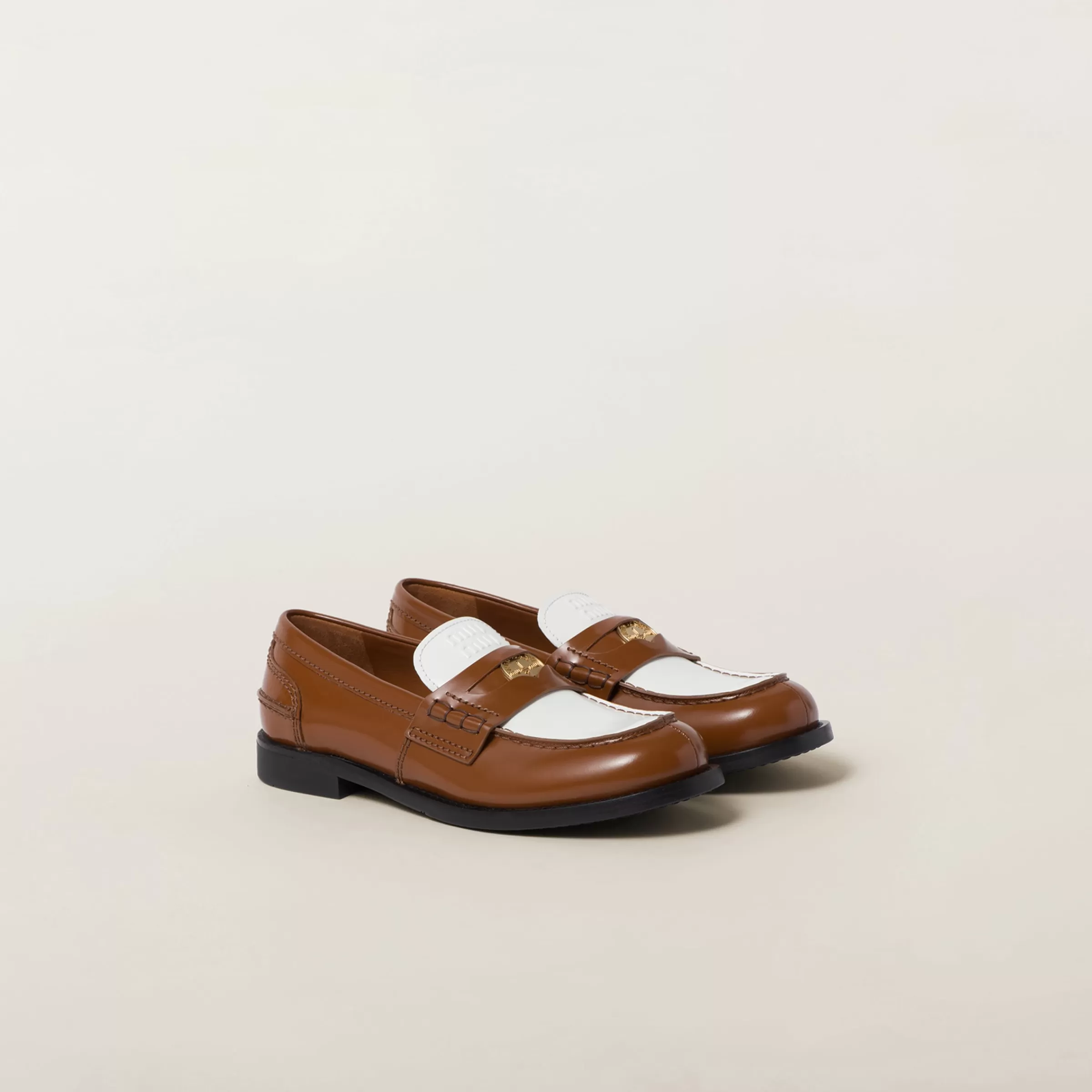 Miu Miu Leather Penny Loafers |