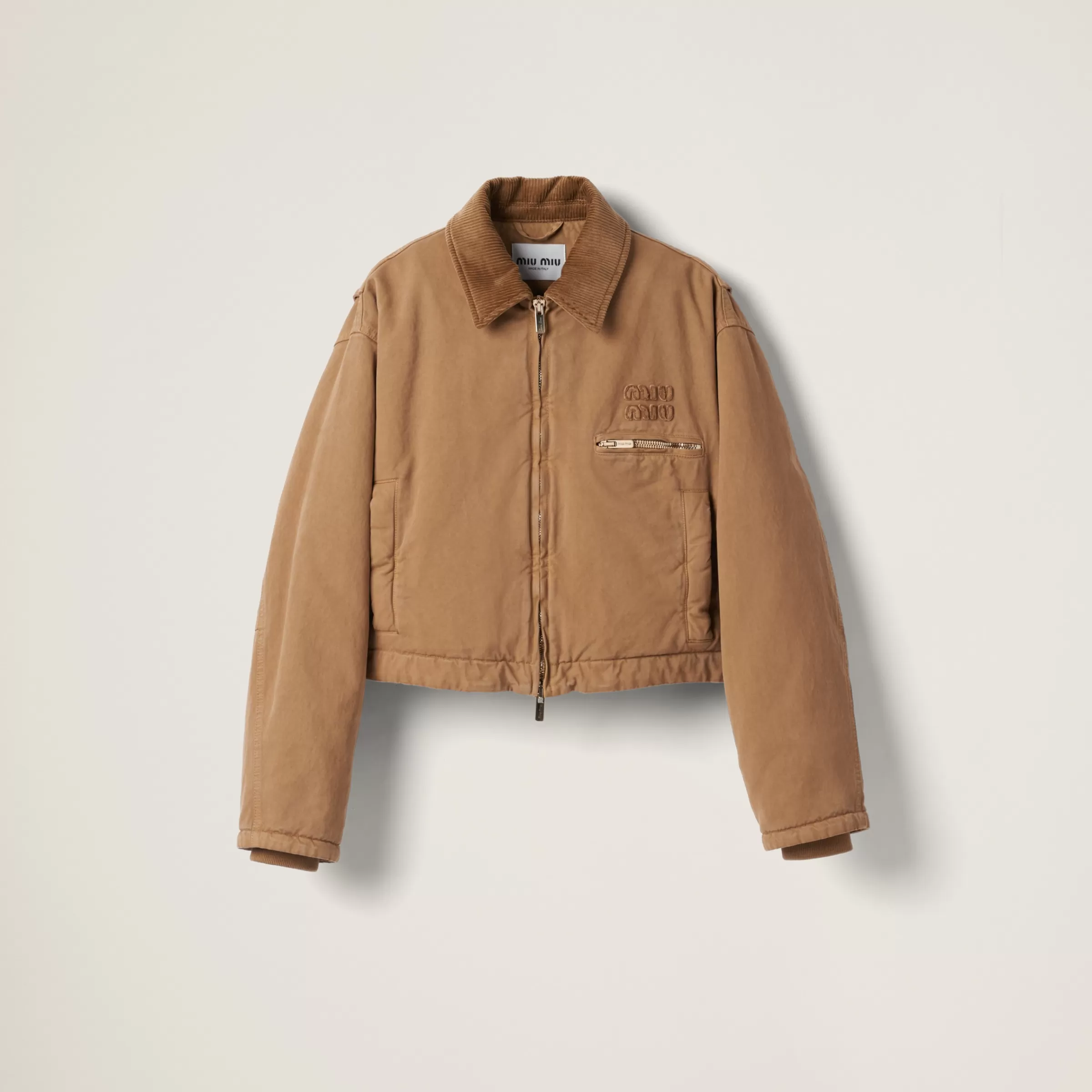 Miu Miu Garment-dyed Gabardine Blouson Jacket |