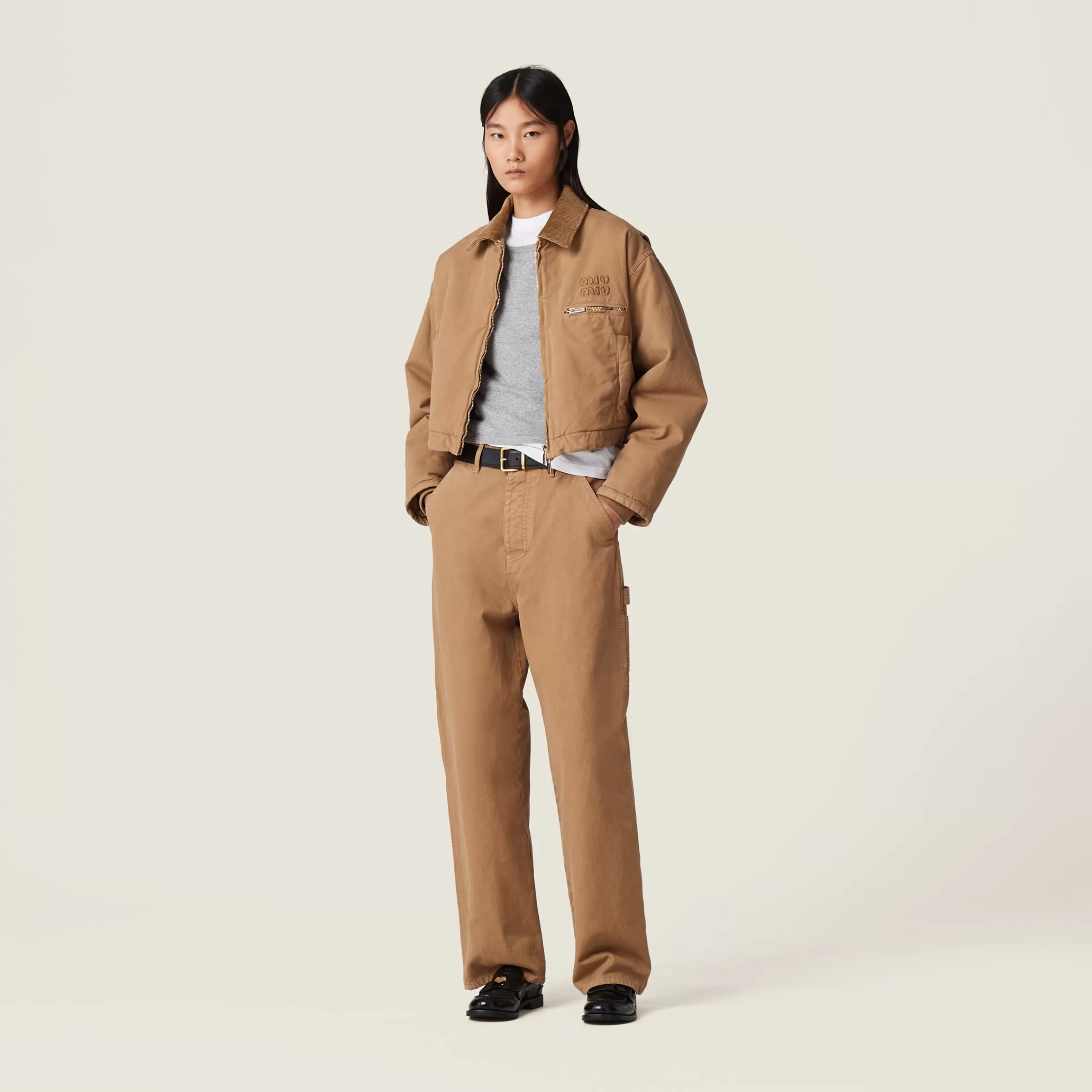 Miu Miu Garment-dyed Gabardine Blouson Jacket |