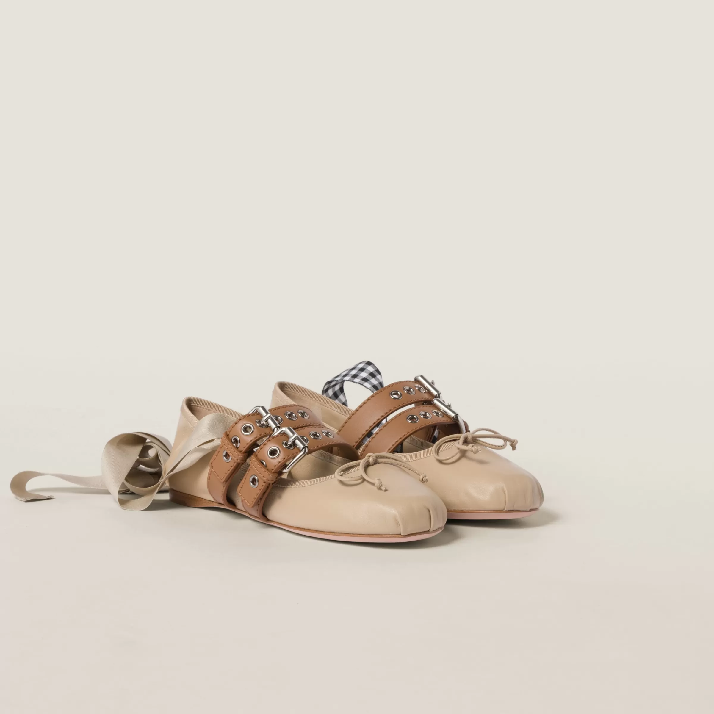 Miu Miu Nappa And Calf Leather Ballerinas |