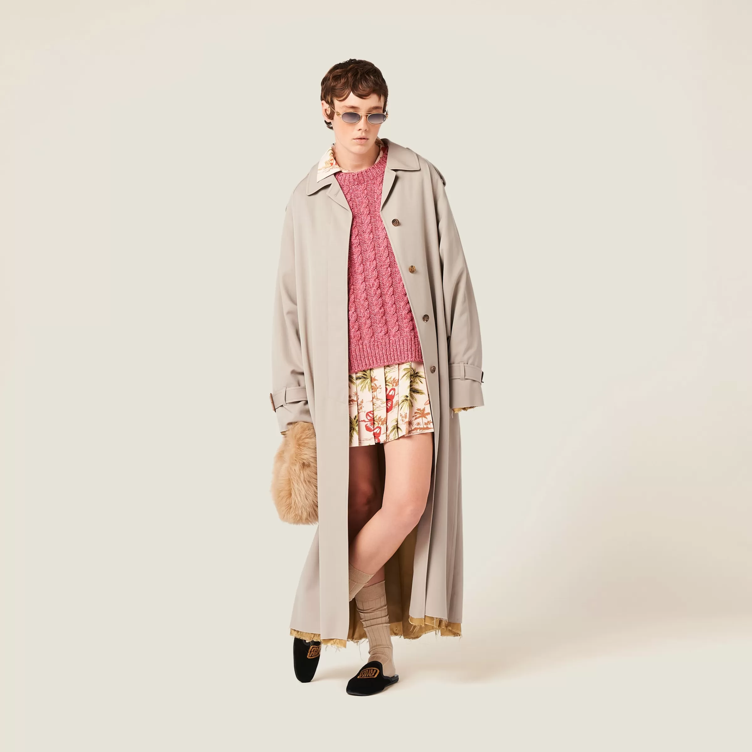 Miu Miu Single-breasted Gabardine Coat |