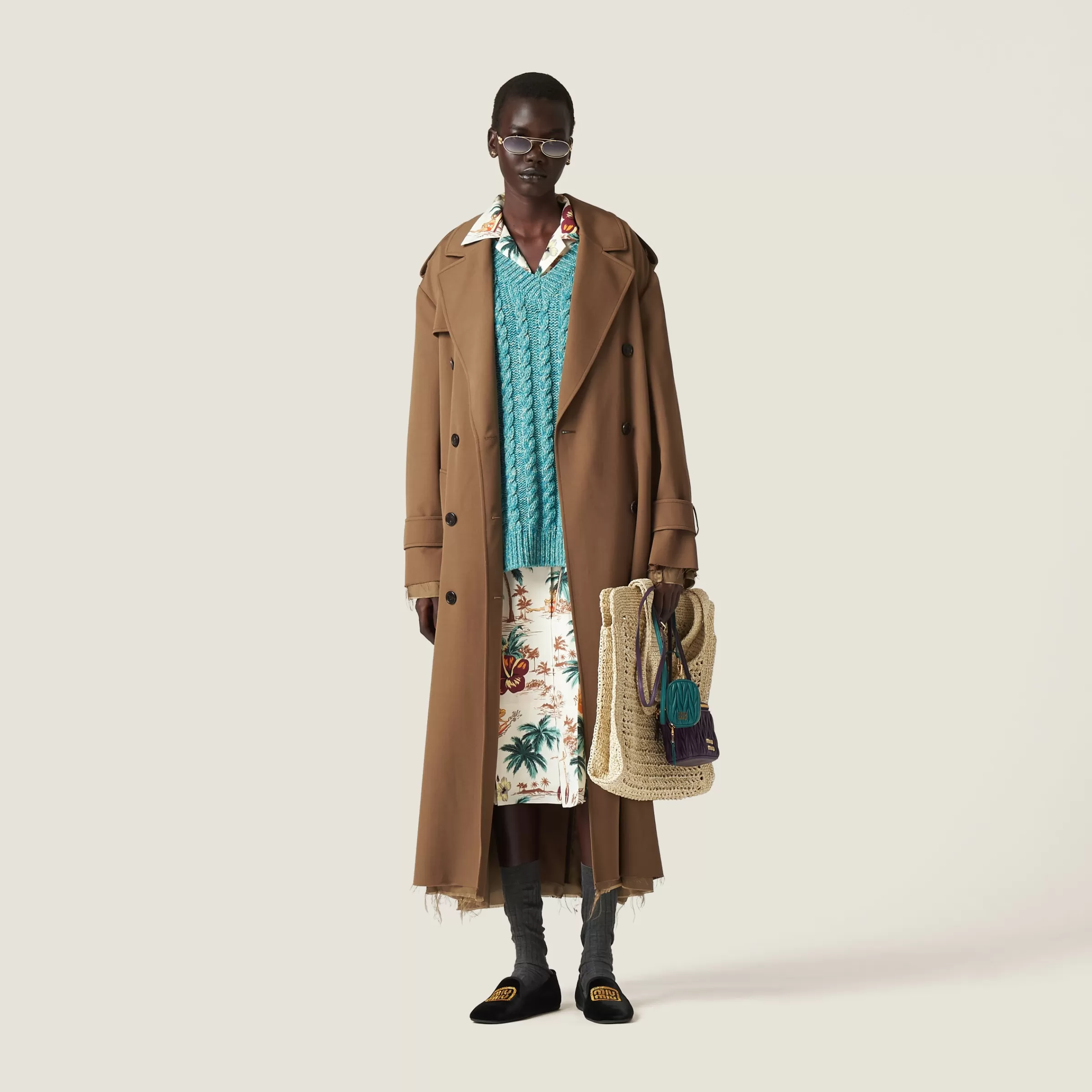 Miu Miu Double-breasted Gabardine Coat |