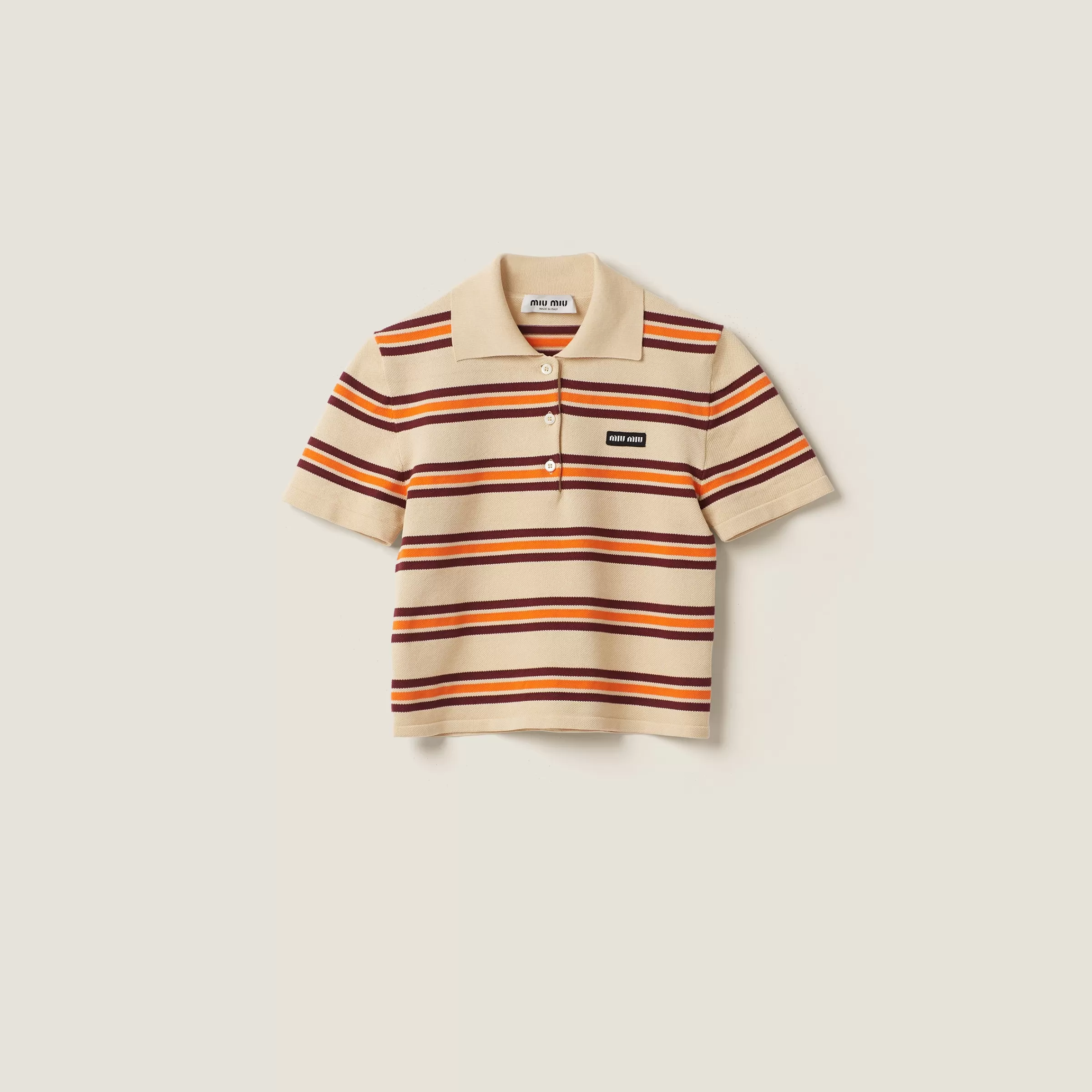 Miu Miu Silk And Cotton Knit Polo Shirt |