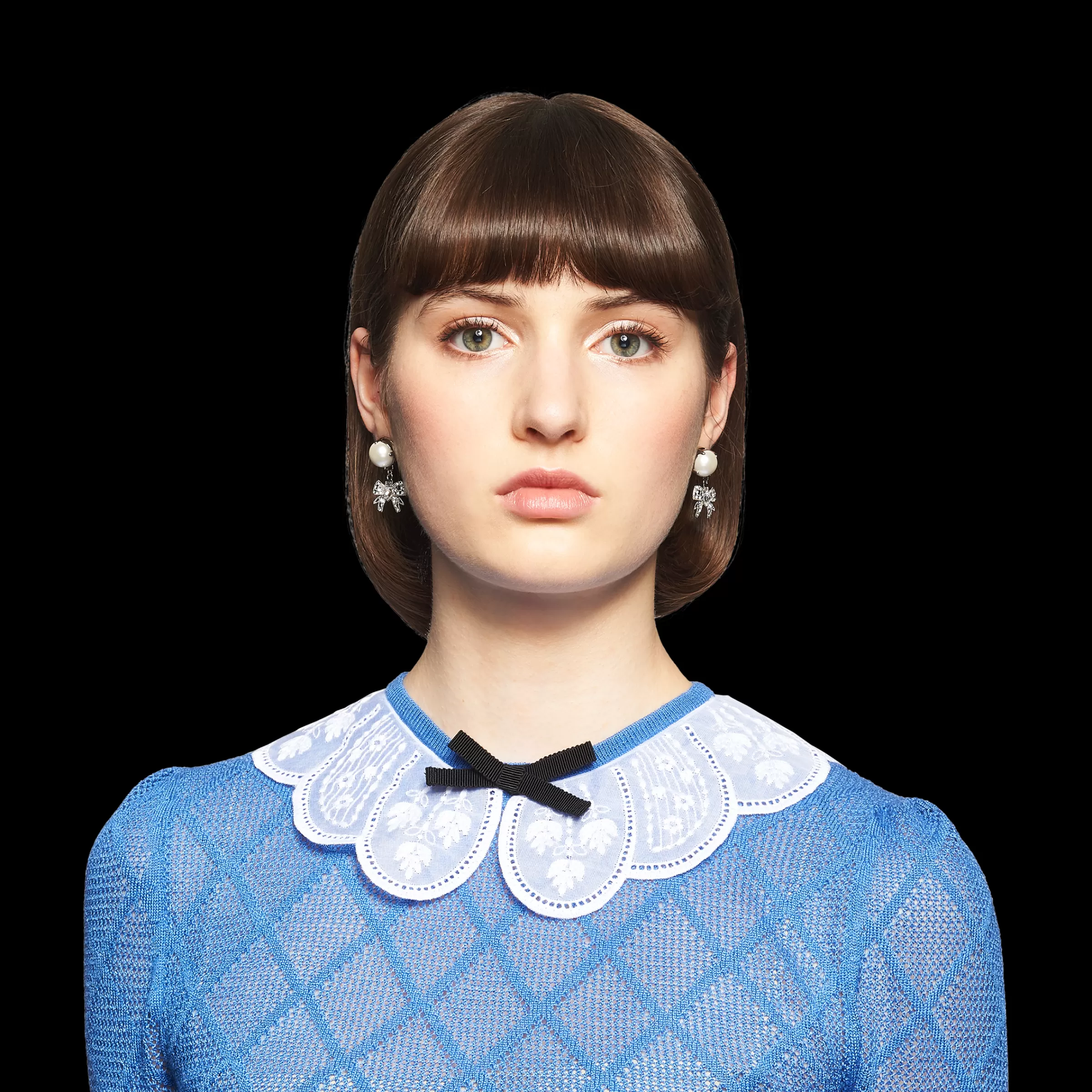 Miu Miu Cream/cristal Pendant Earrings With Crystals And Pearls |