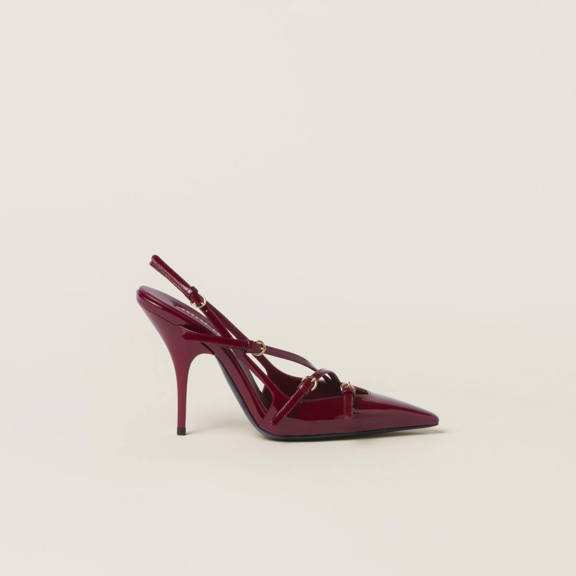 Miu Miu Patent Leather Slingbacks With Buckles |