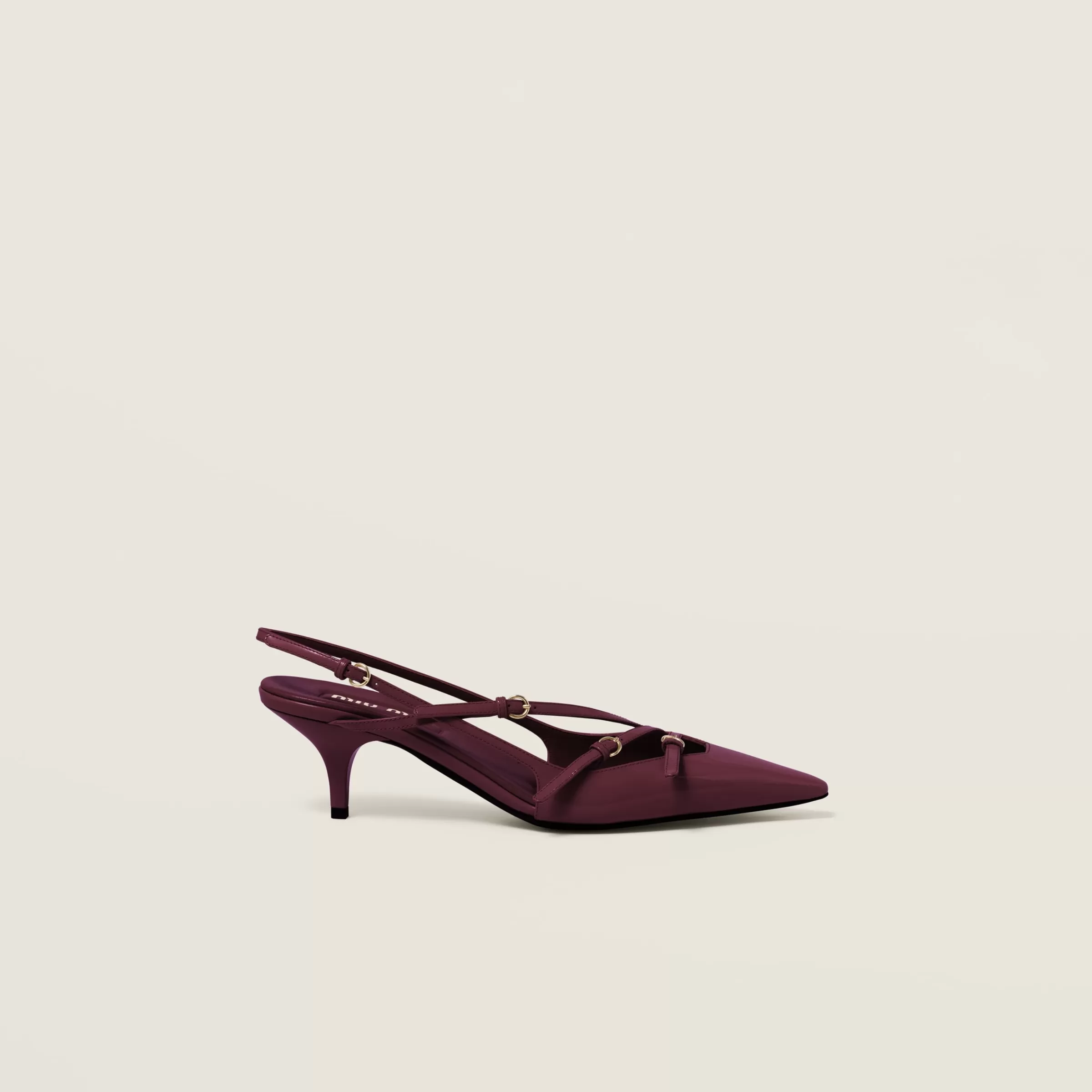 Miu Miu Patent Leather Slingbacks With Buckles |
