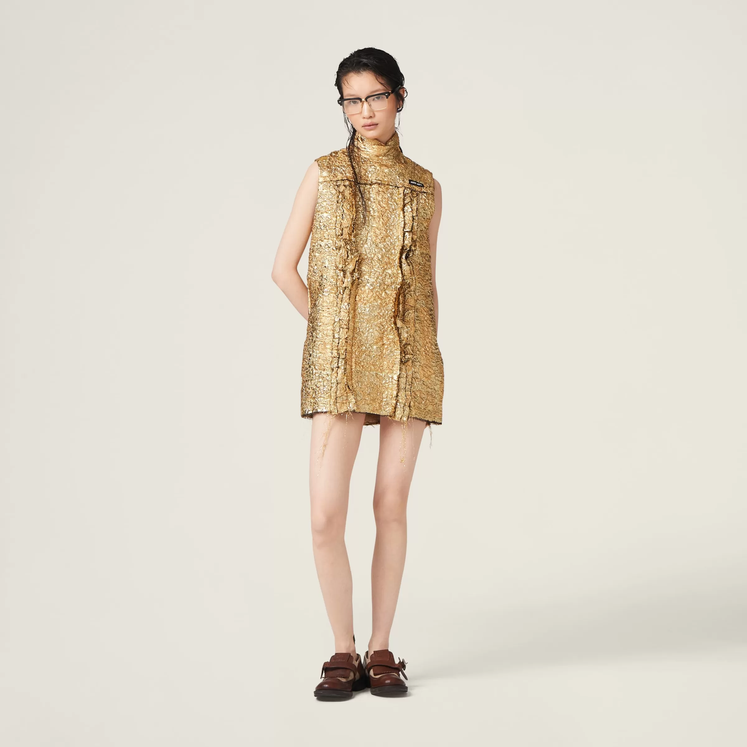 Miu Miu Lamé Cloquet Mini-dress |
