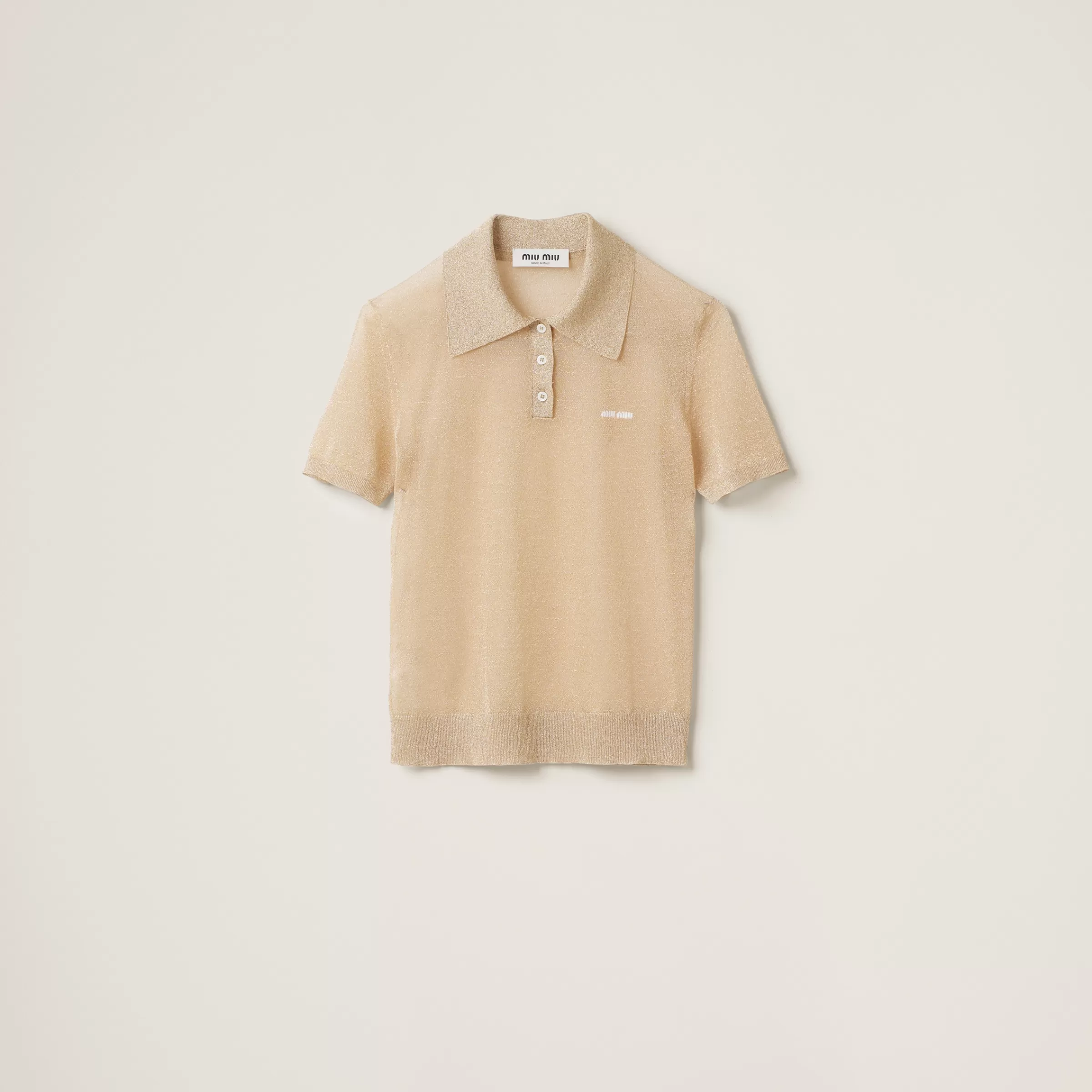 Miu Miu Lamé Knit Polo Shirt |