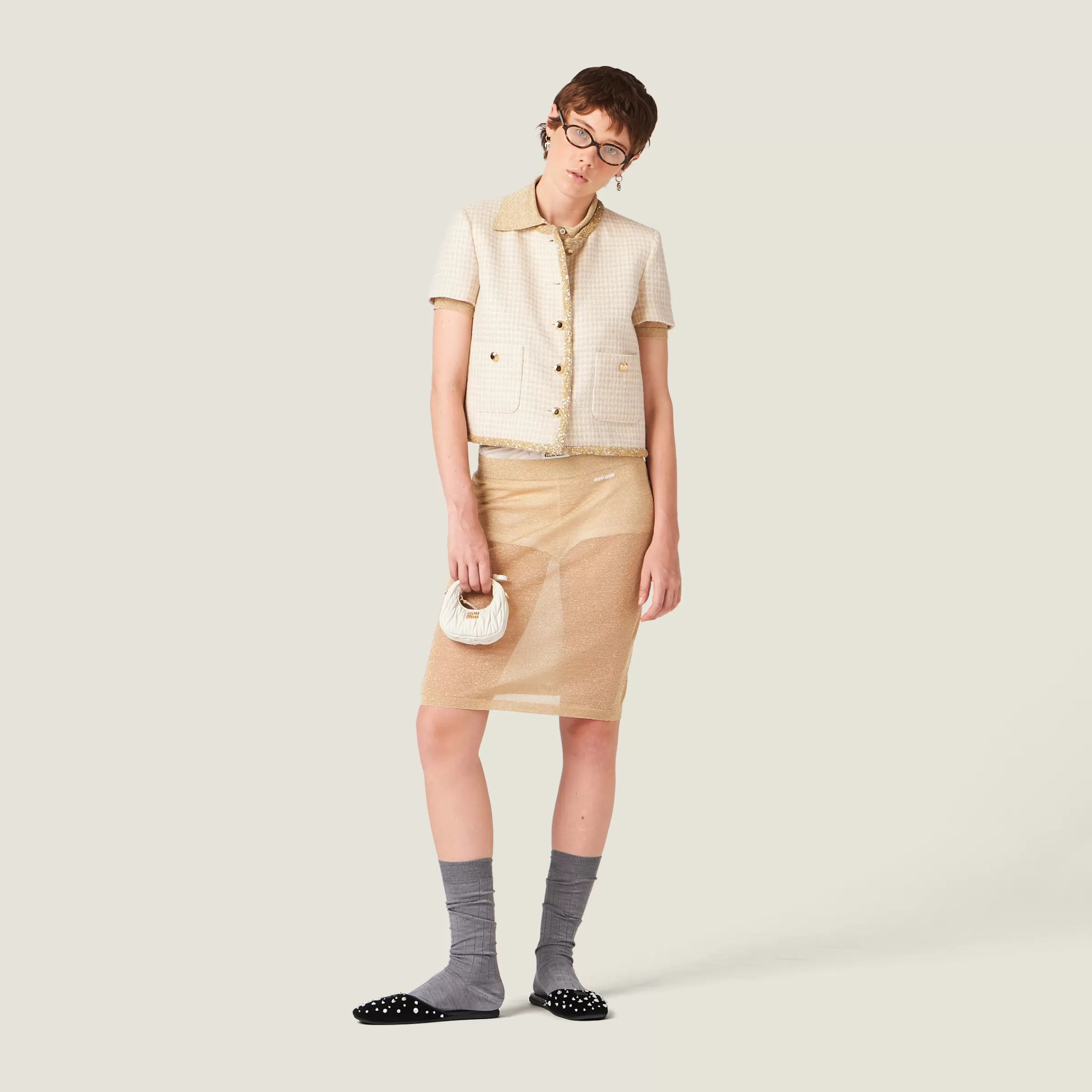 Miu Miu Lamé Skirt |