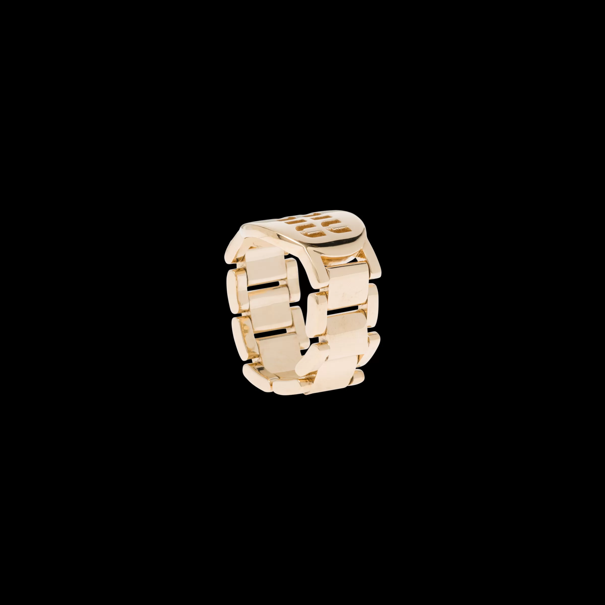 Miu Miu Gold Miu Logo Ring |